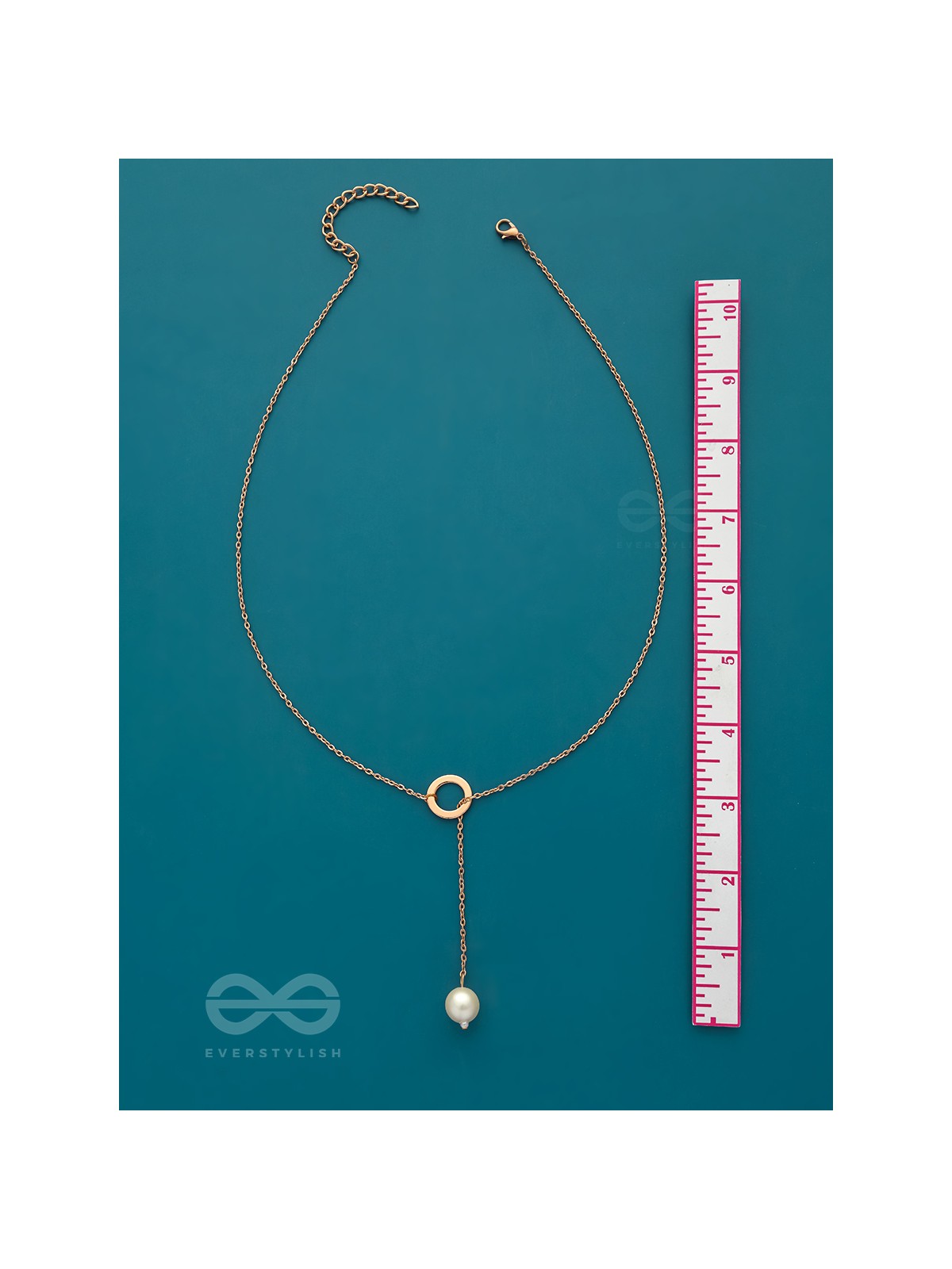 Drop-Down- Golden Pearl Necklace With Anti-Tarnish Coating 