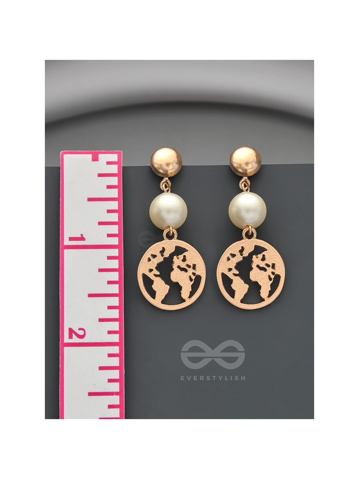 The Frosty Globe- Golden Pearl Earrings
