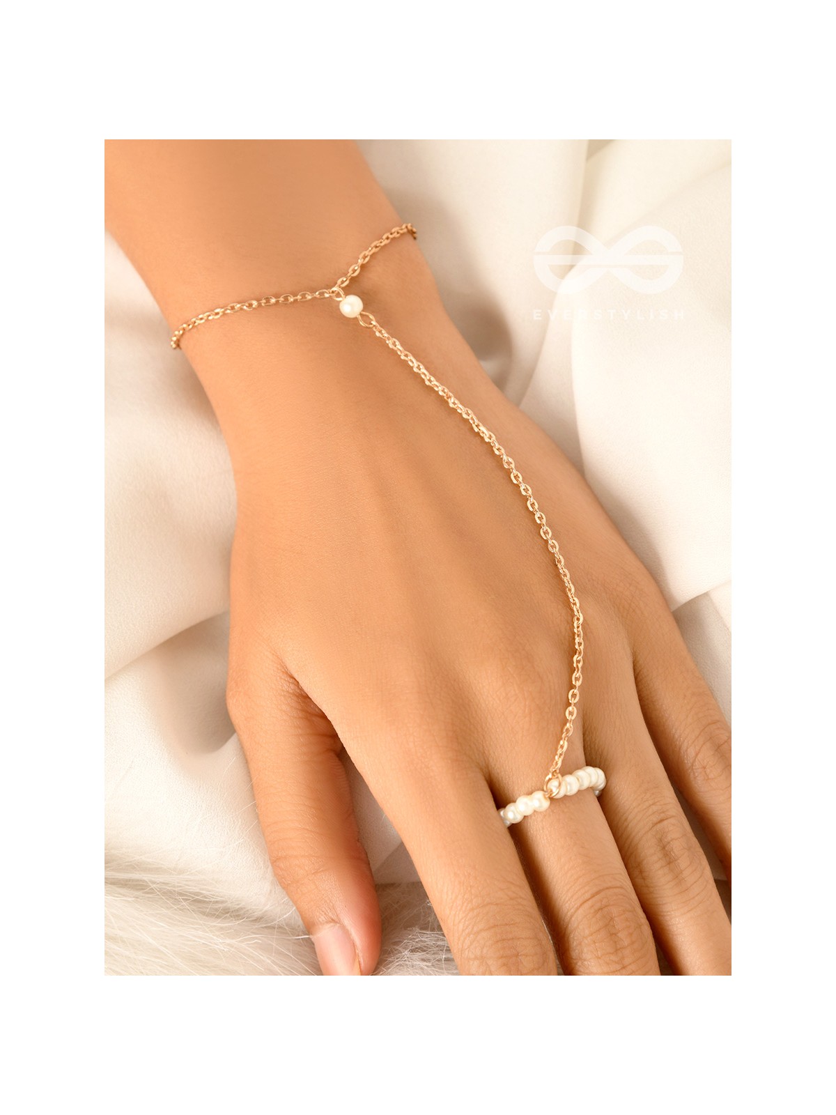 Pearl Around- Hand Harness Golden Pearl Bracelet