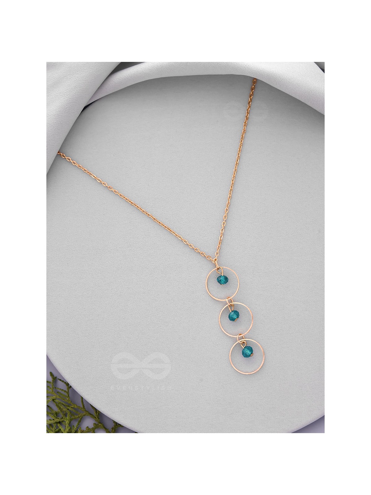 The Drizzly Woods- Blue And Golden Crystal Beads Necklace With Anti-Tarnish Coating 