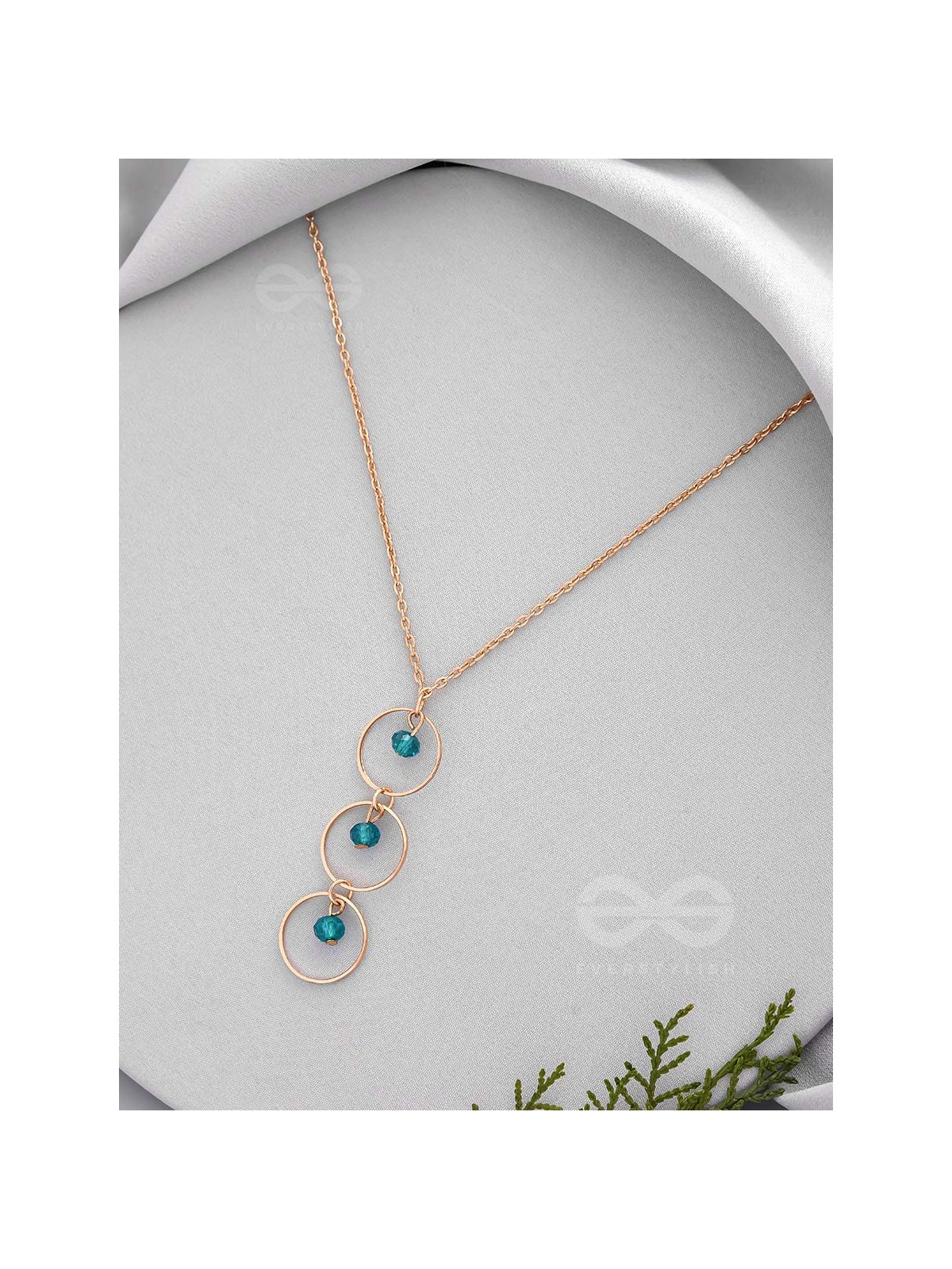 The Drizzly Woods- Blue And Golden Crystal Beads Necklace With Anti-Tarnish Coating 