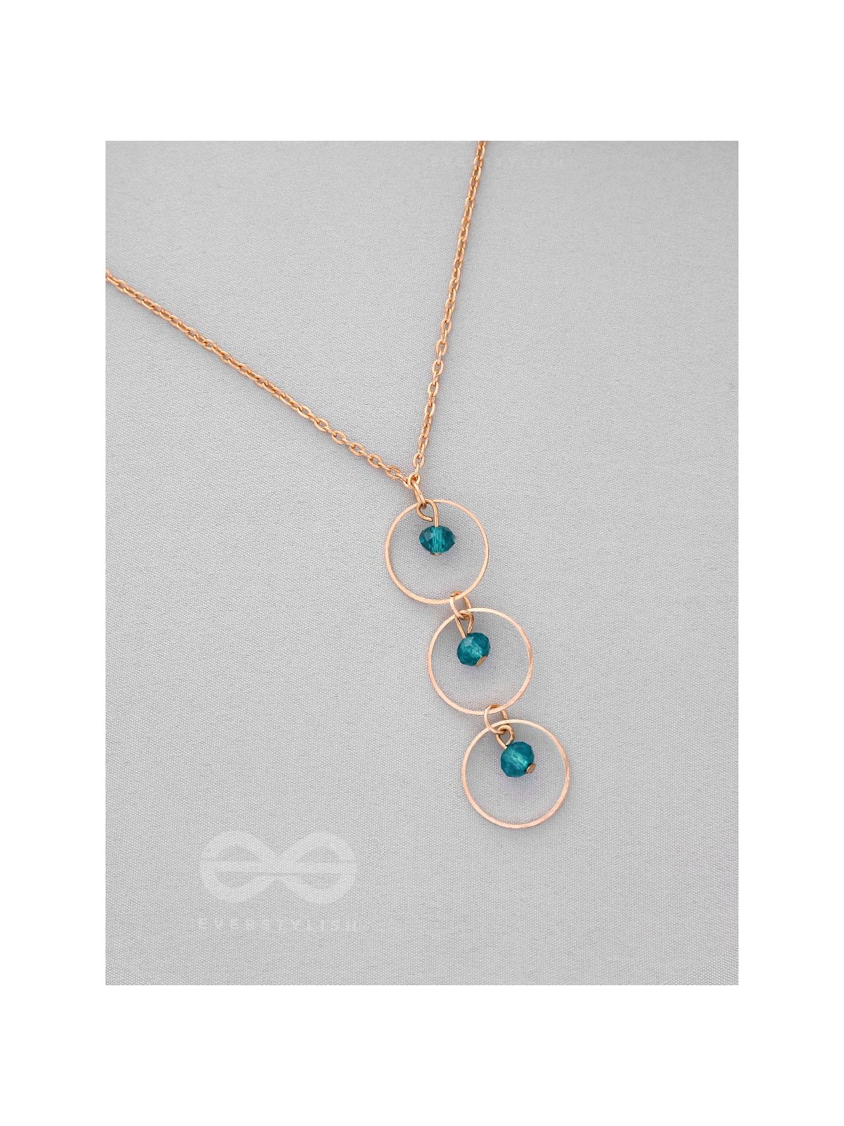 The Drizzly Woods- Blue And Golden Crystal Beads Necklace With Anti-Tarnish Coating 