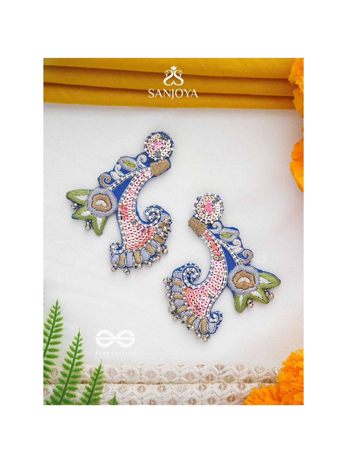Alankar - The Decorated - Sequins, Beads And Resham Hand Embroidered Earrings (Multicolor)