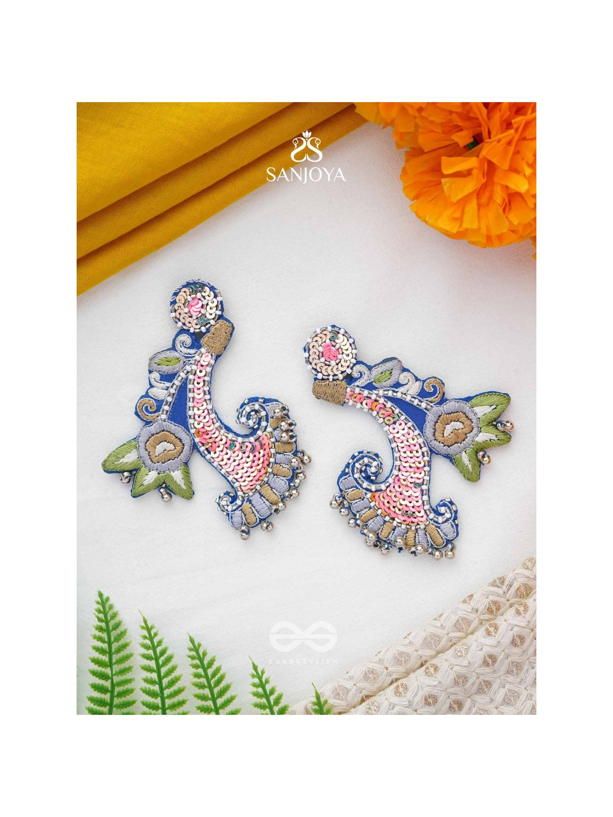 Alankar - The Decorated - Sequins, Beads And Resham Hand Embroidered Earrings (Multicolor)