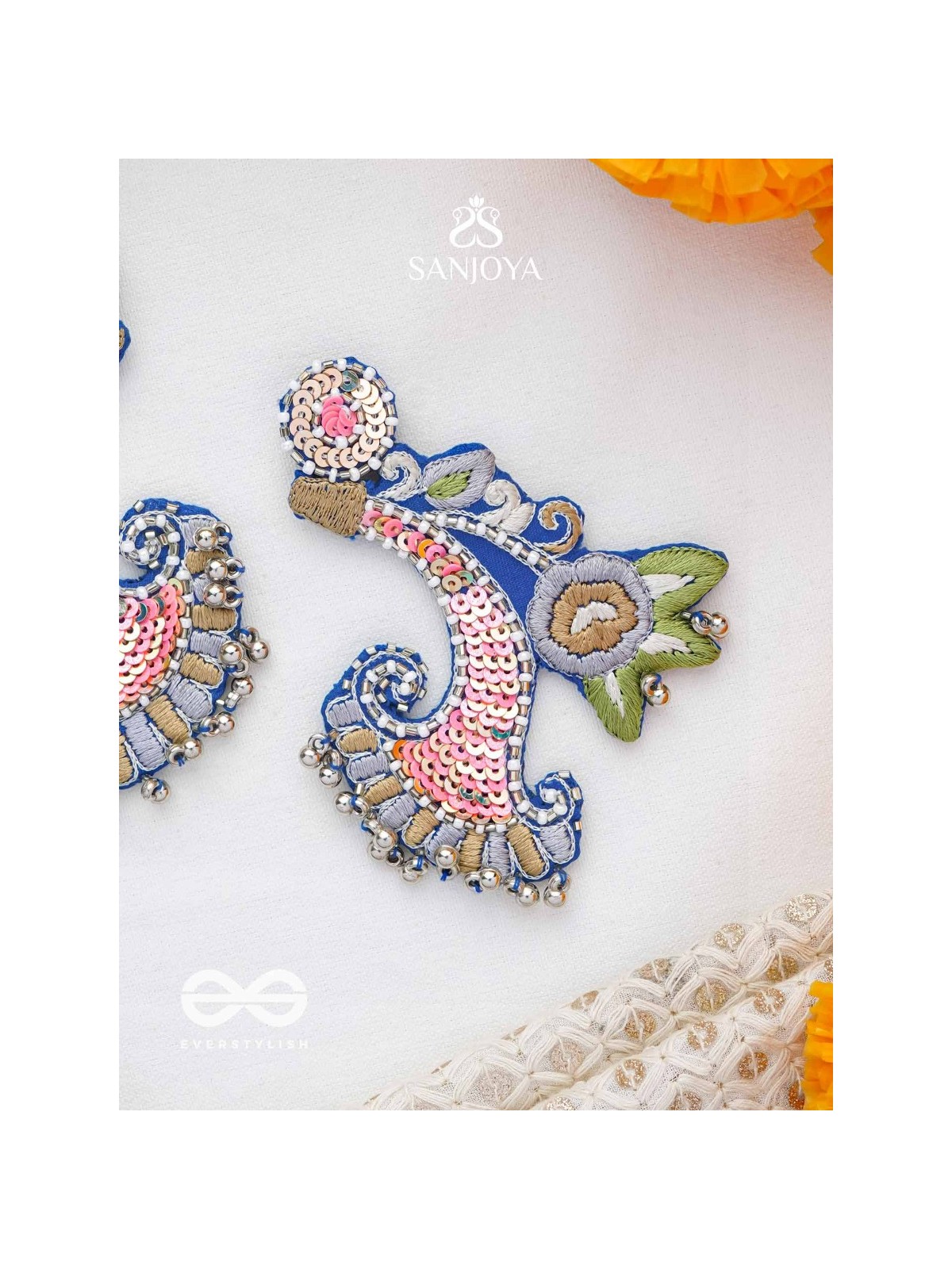 Alankar - The Decorated - Sequins, Beads And Resham Hand Embroidered Earrings (Multicolor)
