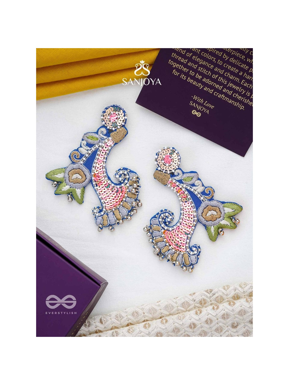 Alankar - The Decorated - Sequins, Beads And Resham Hand Embroidered Earrings (Multicolor)