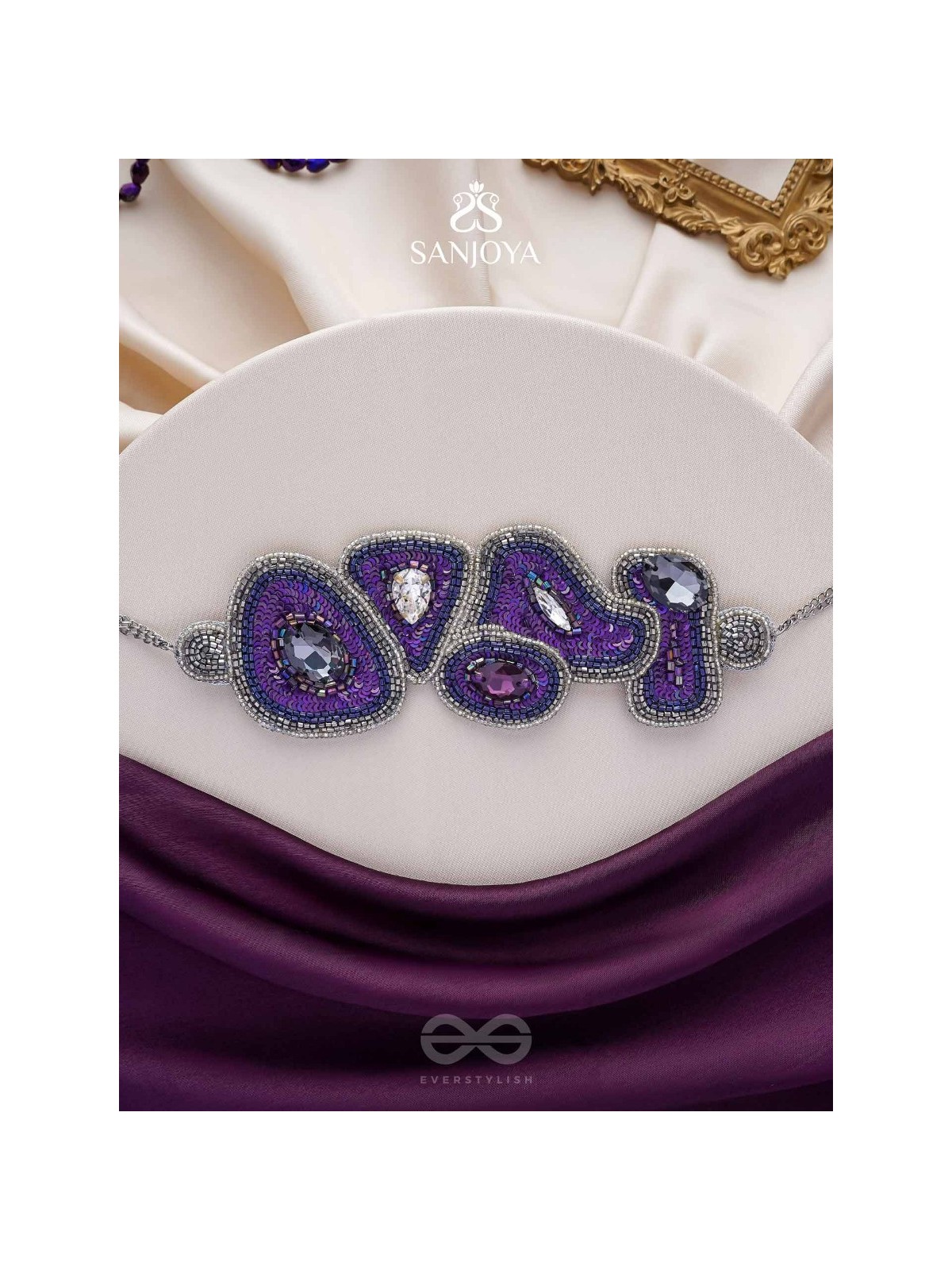 Kimaya - The Divine - Sequins, Cutdana And Stone Hand Embroidered Choker Neckpiece