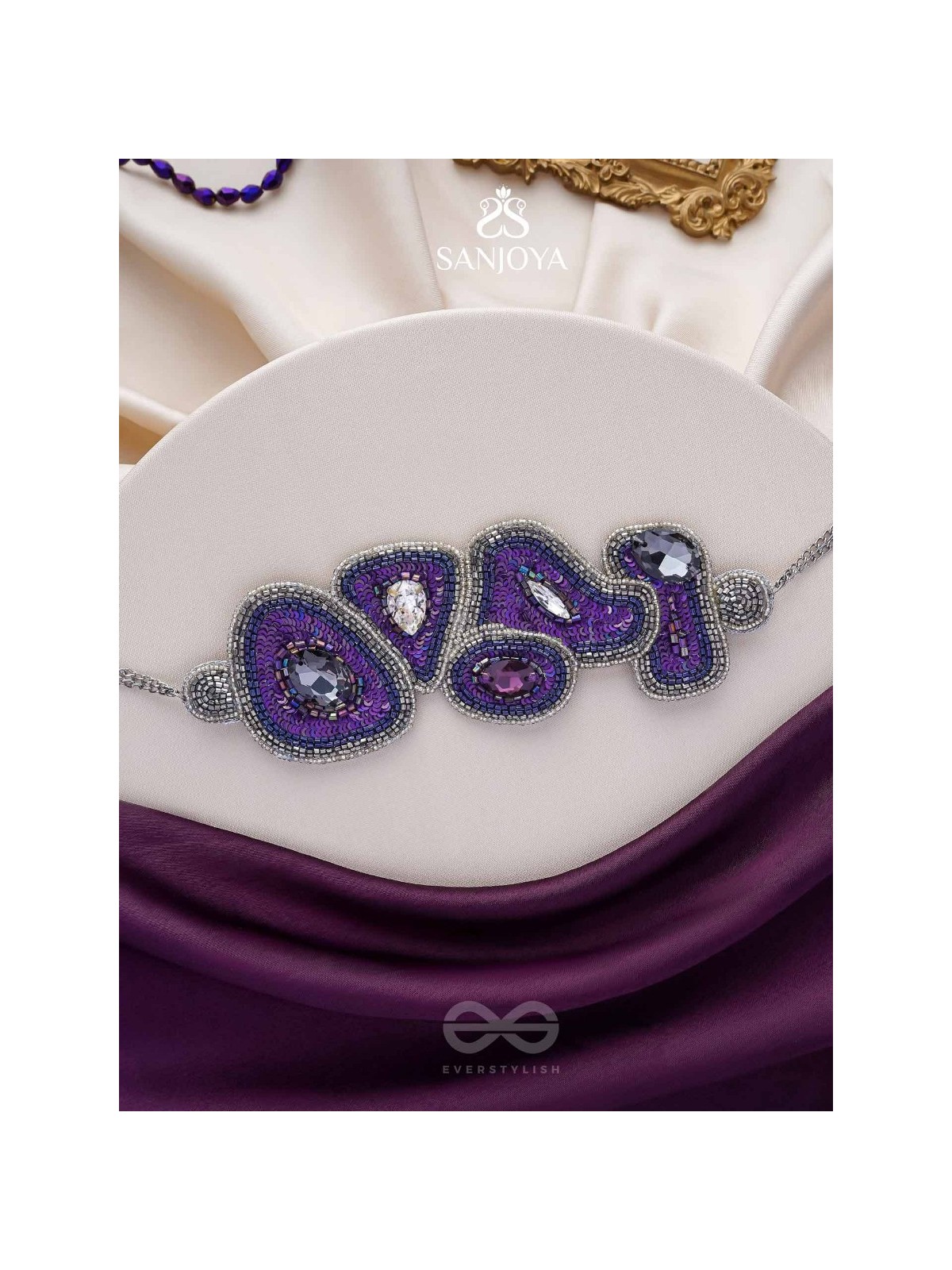 Kimaya - The Divine - Sequins, Cutdana And Stone Hand Embroidered Choker Neckpiece