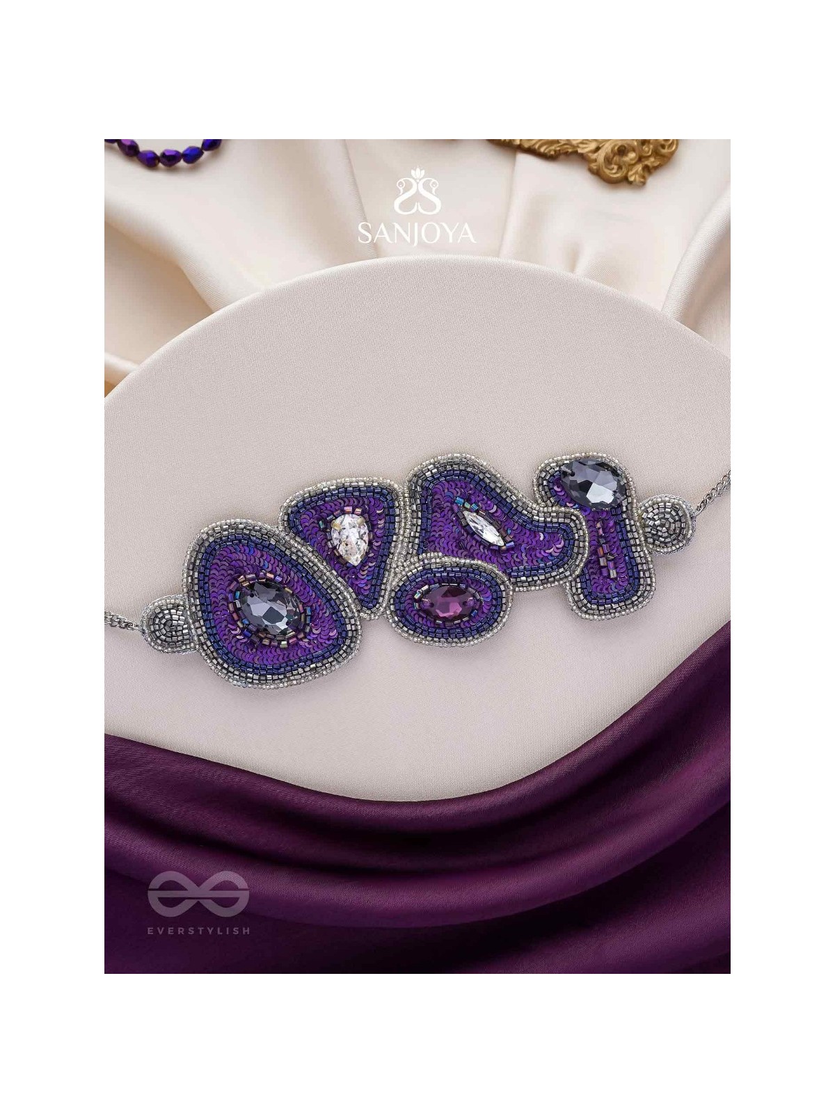 Kimaya - The Divine - Sequins, Cutdana And Stone Hand Embroidered Choker Neckpiece