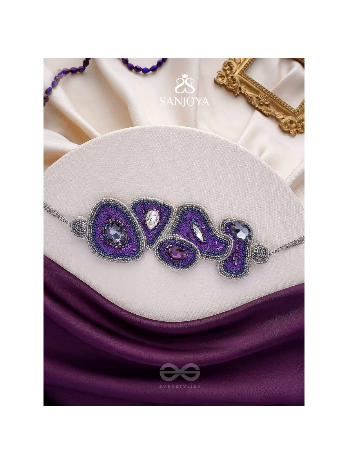 Kimaya - The Divine - Sequins, Cutdana And Stone Hand Embroidered Choker Neckpiece