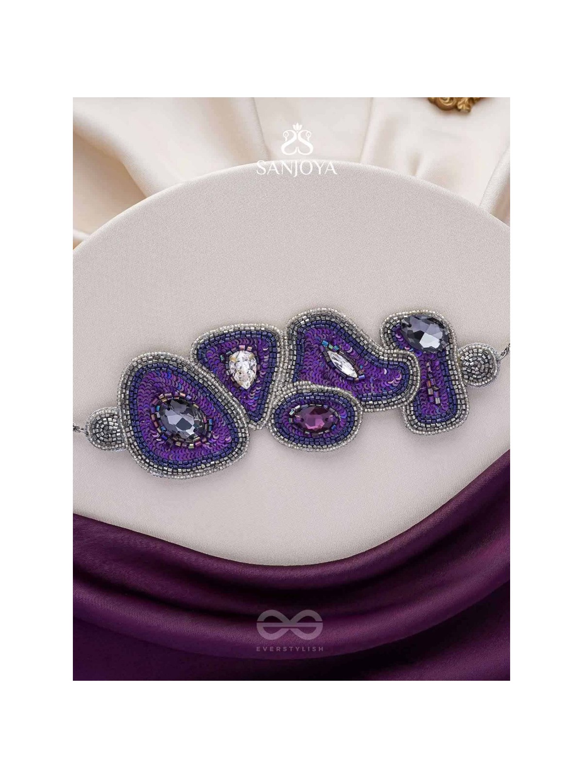 Kimaya - The Divine - Sequins, Cutdana And Stone Hand Embroidered Choker Neckpiece