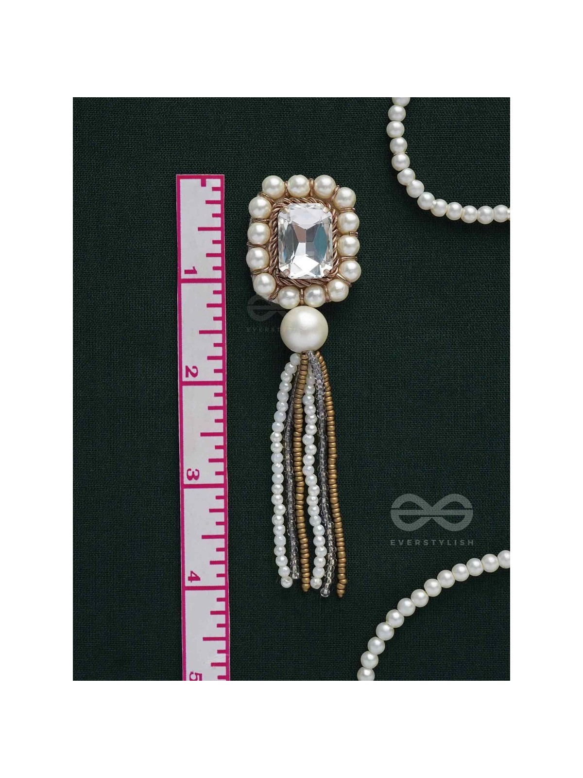 Anavarna- The Fair n Beautiful- Stone, Pearls and Beads Embroidered Earrings (Copper Brown)