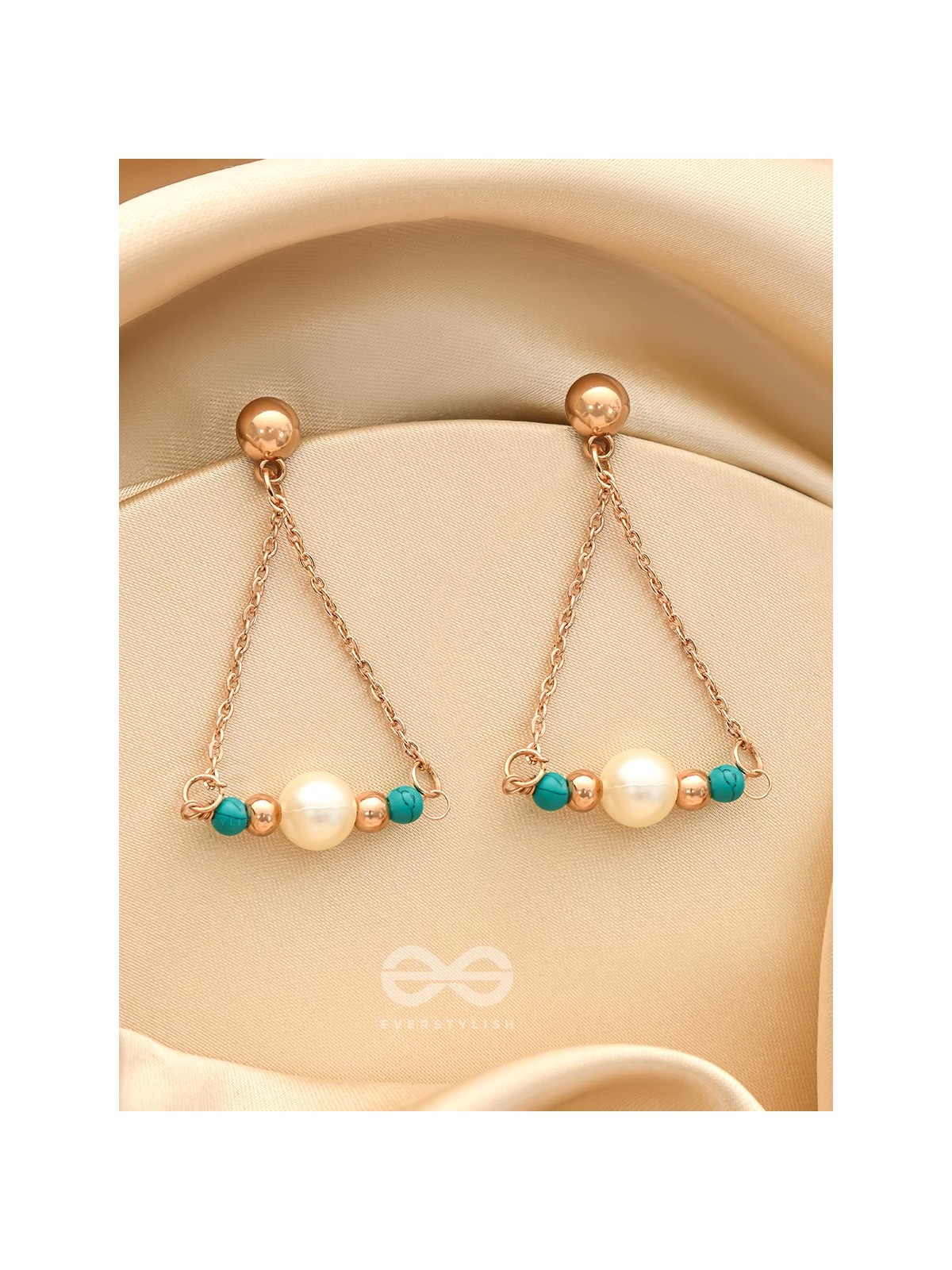 The Garden Swing- Golden Pearl and Bead Earrings