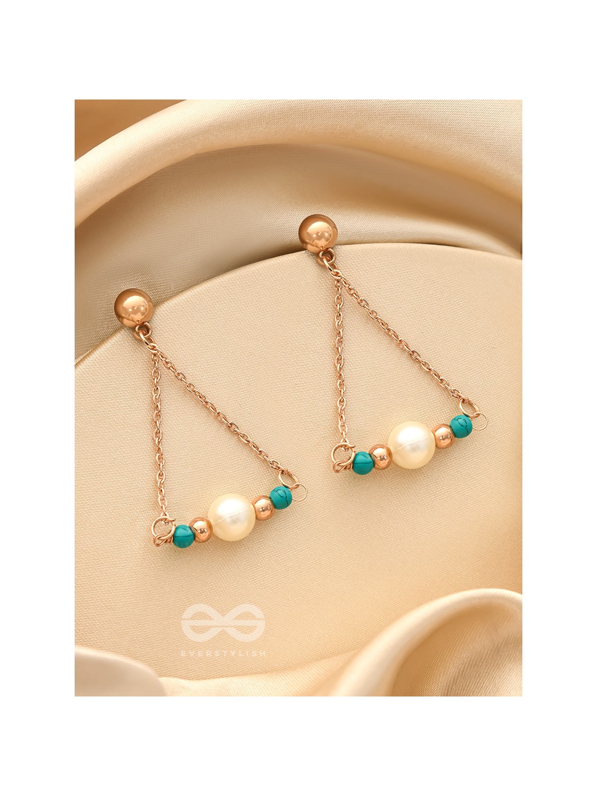 The Garden Swing- Golden Pearl and Bead Earrings
