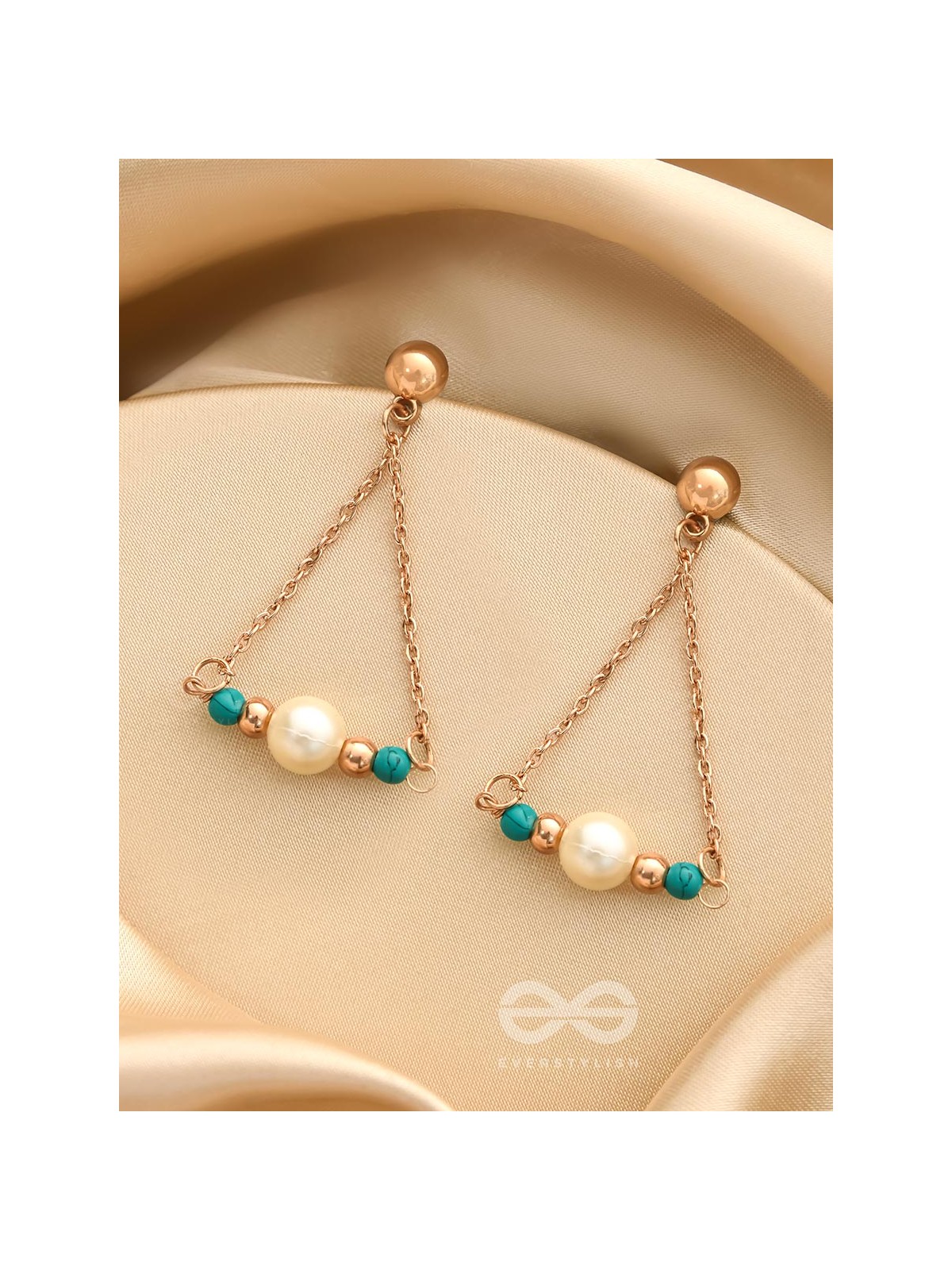 The Garden Swing- Golden Pearl and Bead Earrings