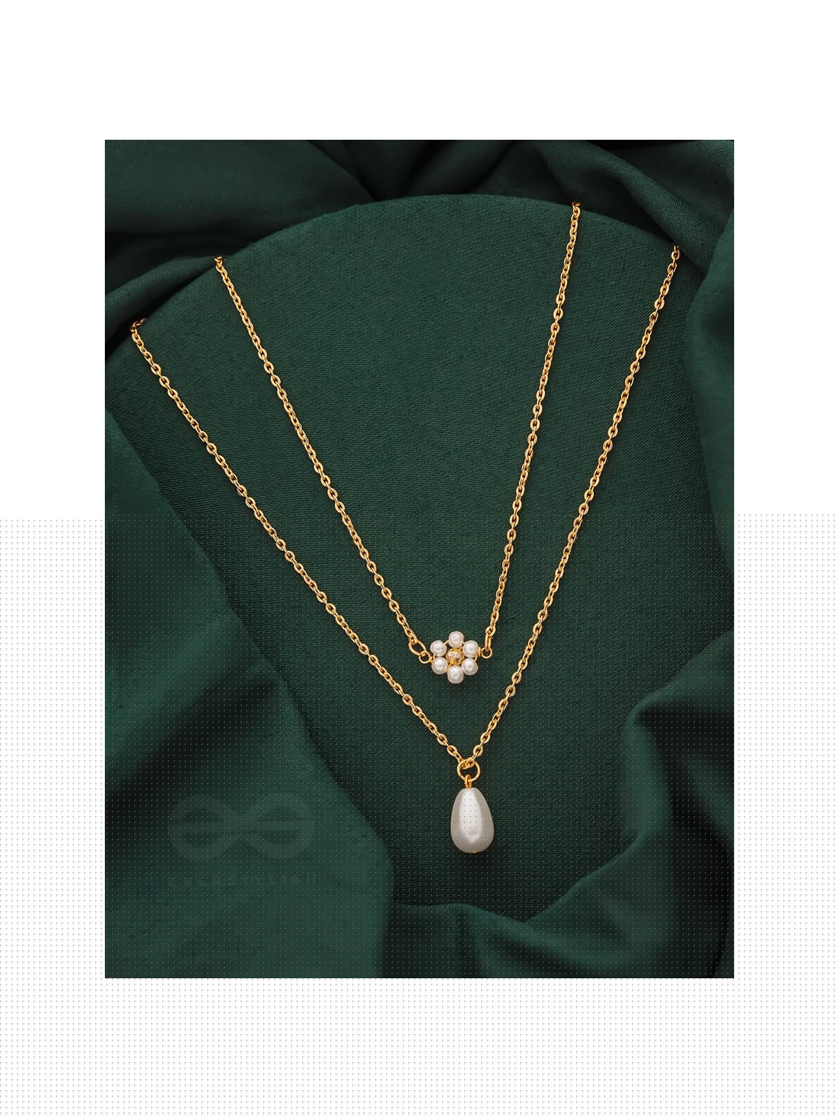 Lily Of The Valley- Golden Pearl Necklace With Anti-Tarnish Coating