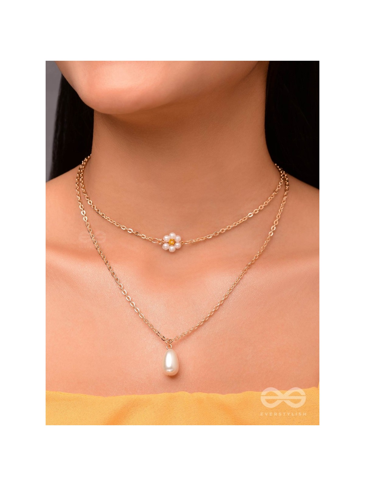 Lily Of The Valley- Golden Pearl Necklace With Anti-Tarnish Coating