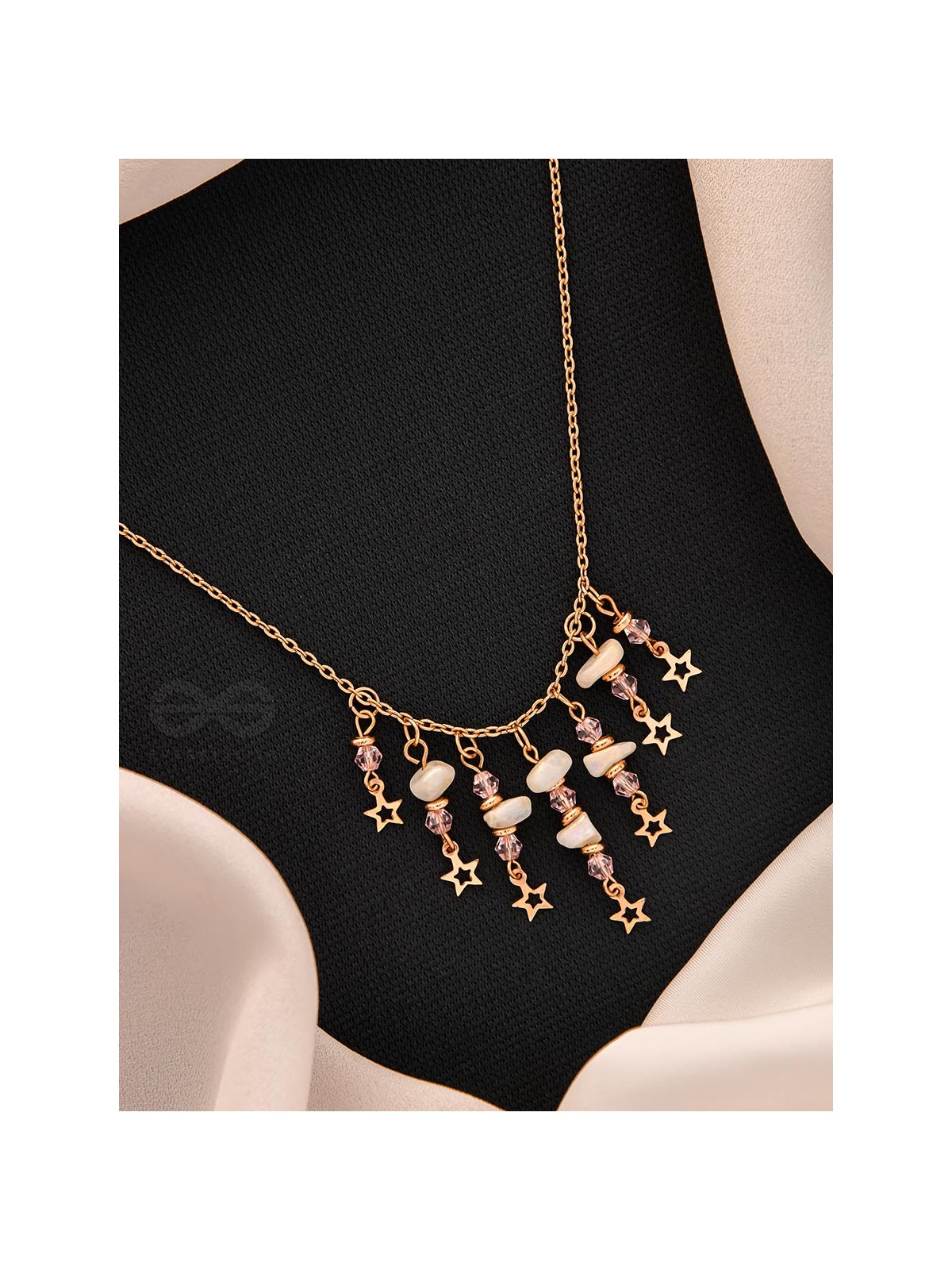Star-Studded Sky- Golden Stone Necklace With Anti-Tarnish Coating 