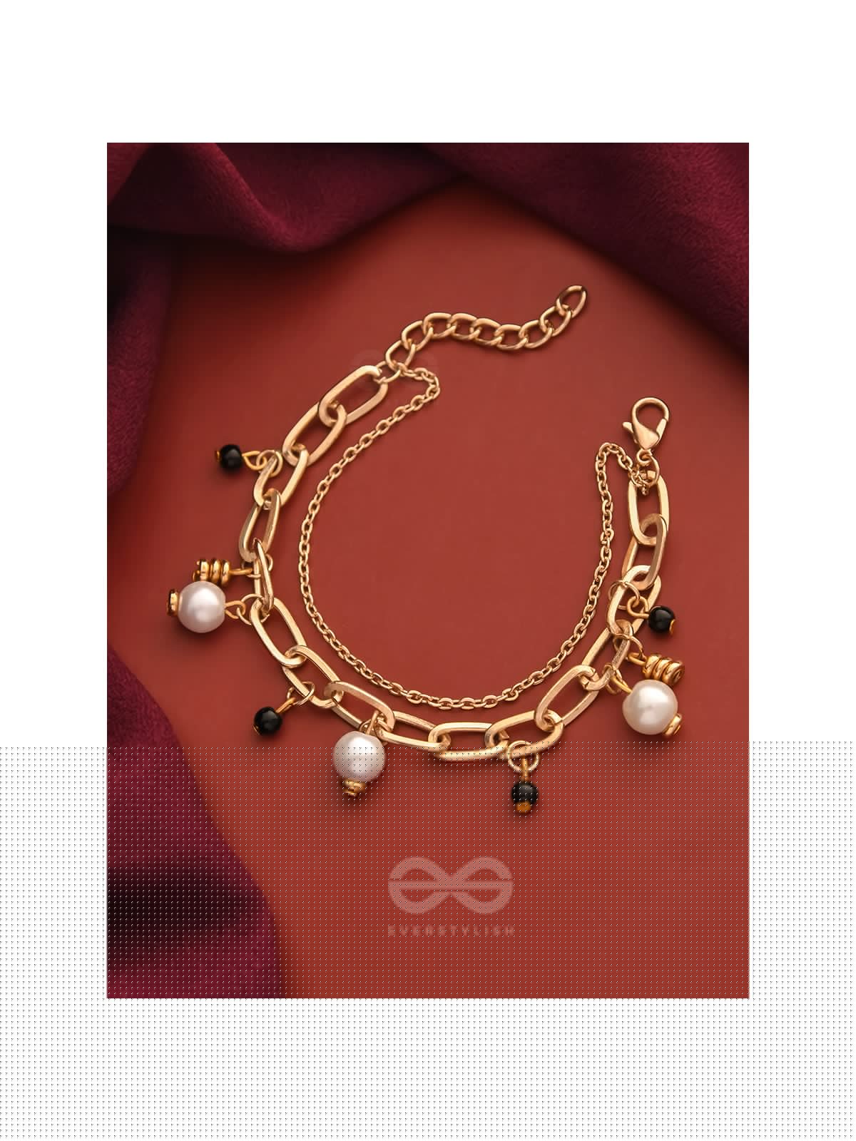Dark and Light- Golden Layered Pearl Bracelet 