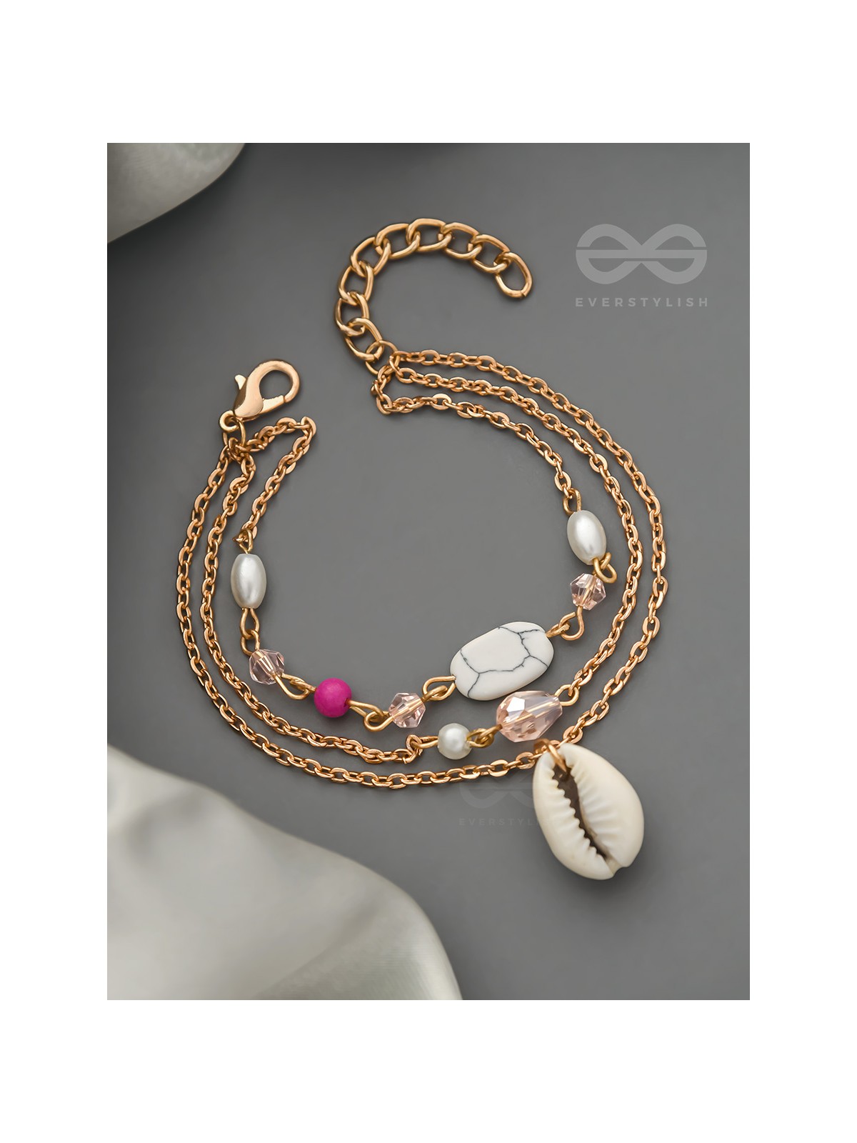 The Shell Galaxy- Golden Three Layered Bracelet