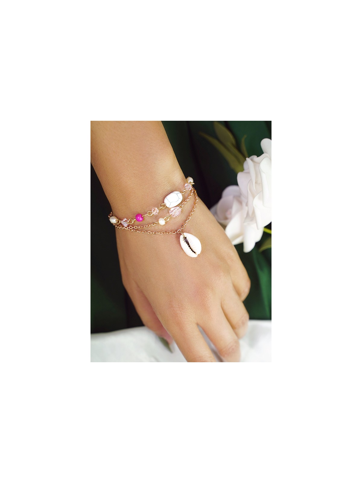 The Shell Galaxy- Golden Three Layered Bracelet