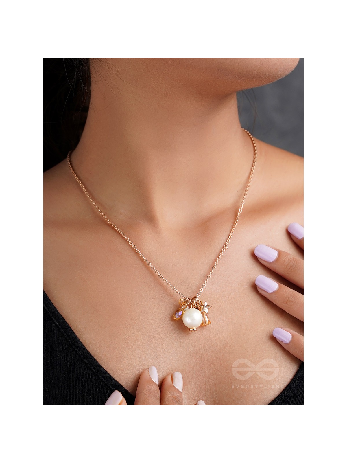 A Piece Of Sky- Golden Pearl Necklace With Anti-Tarnish Coating 