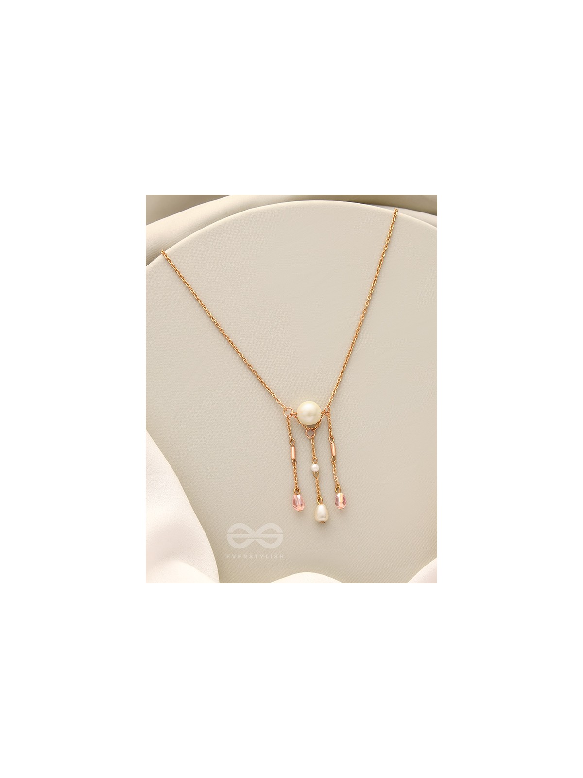 Over The Moon- Golden Pearl And Beads Necklace With Anti-Tarnish Coating 