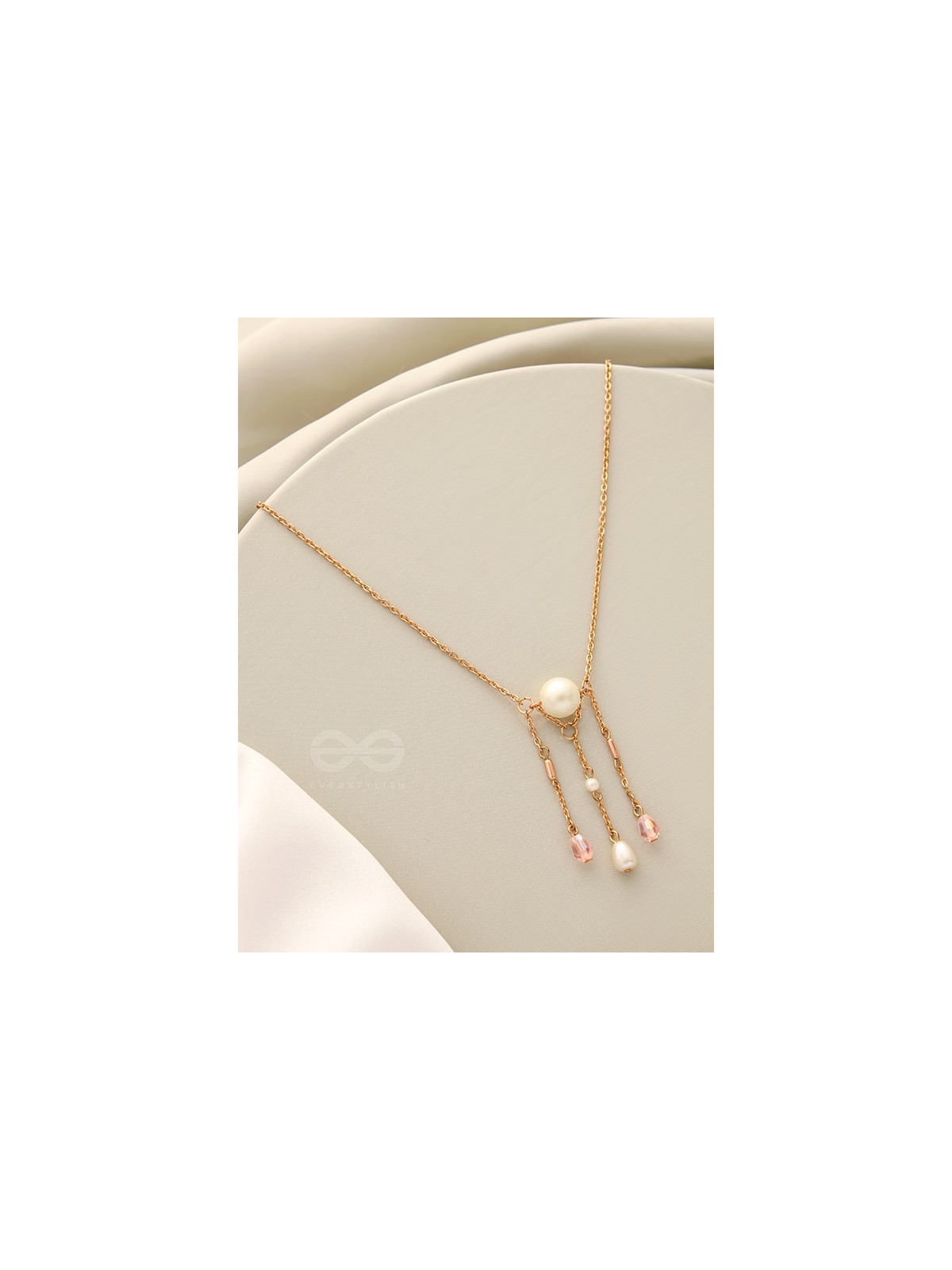 Over The Moon- Golden Pearl And Beads Necklace With Anti-Tarnish Coating 