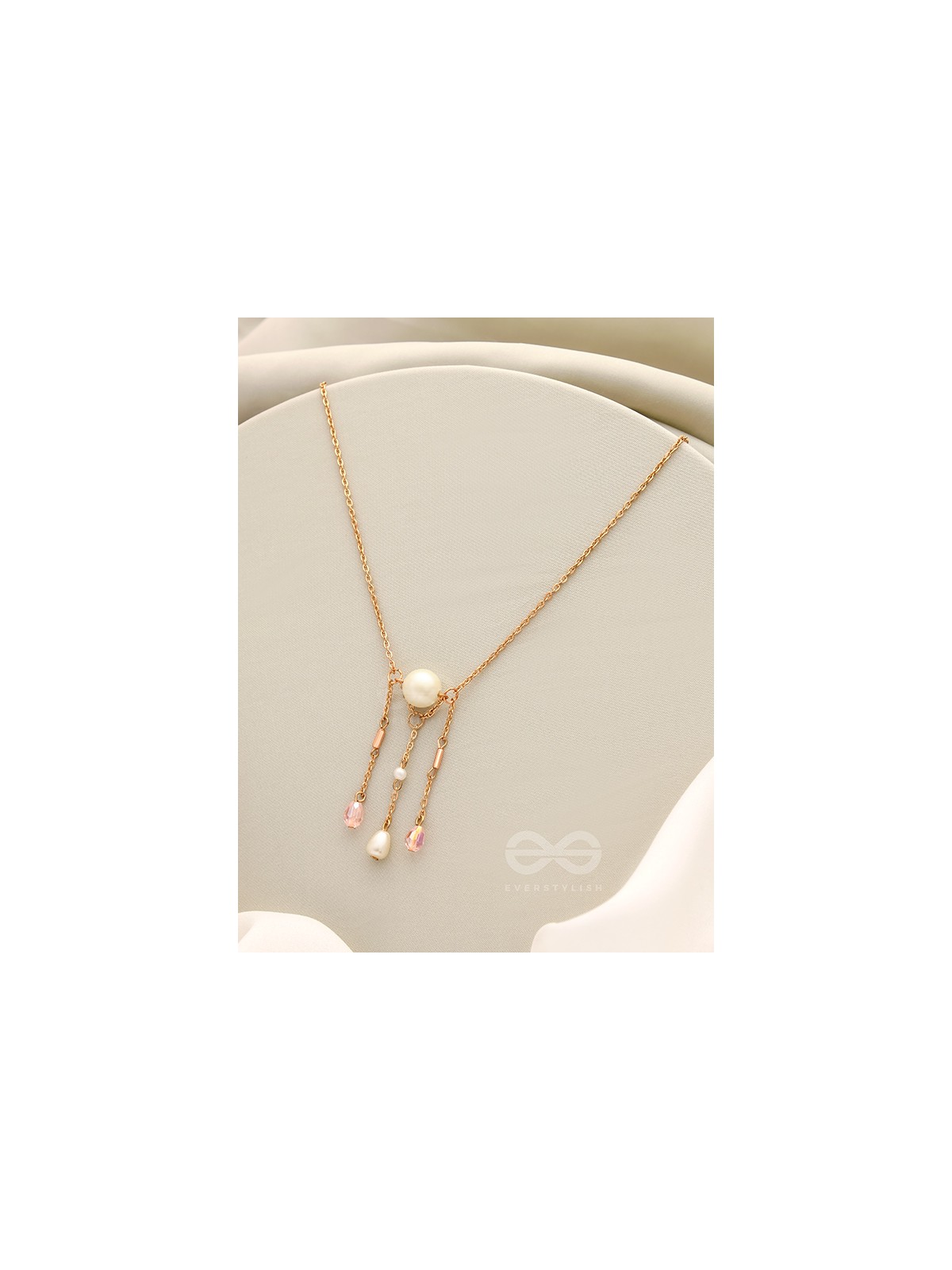 Over The Moon- Golden Pearl And Beads Necklace With Anti-Tarnish Coating 