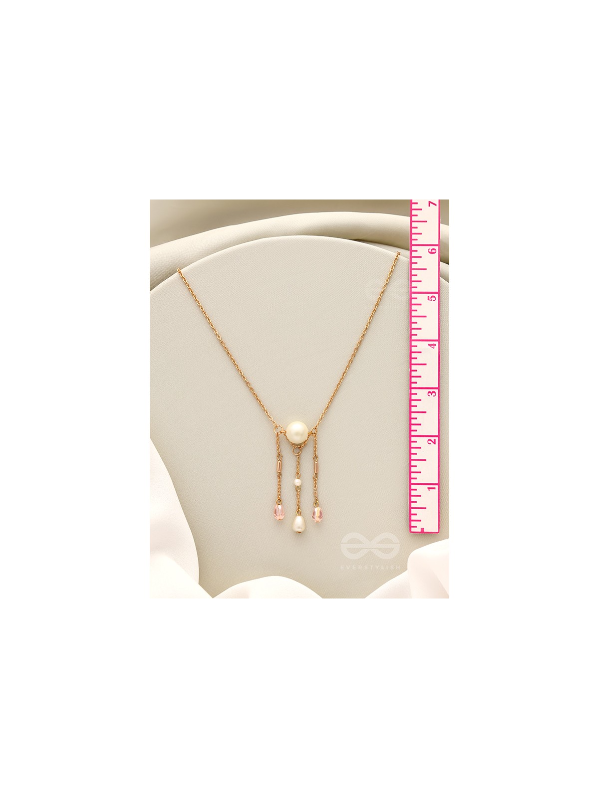 Over The Moon- Golden Pearl And Beads Necklace With Anti-Tarnish Coating 