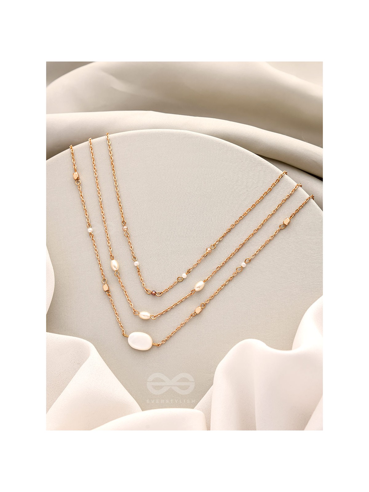 Lost In Space- Golden Stone Layered Necklace With Anti-Tarnish Coating 