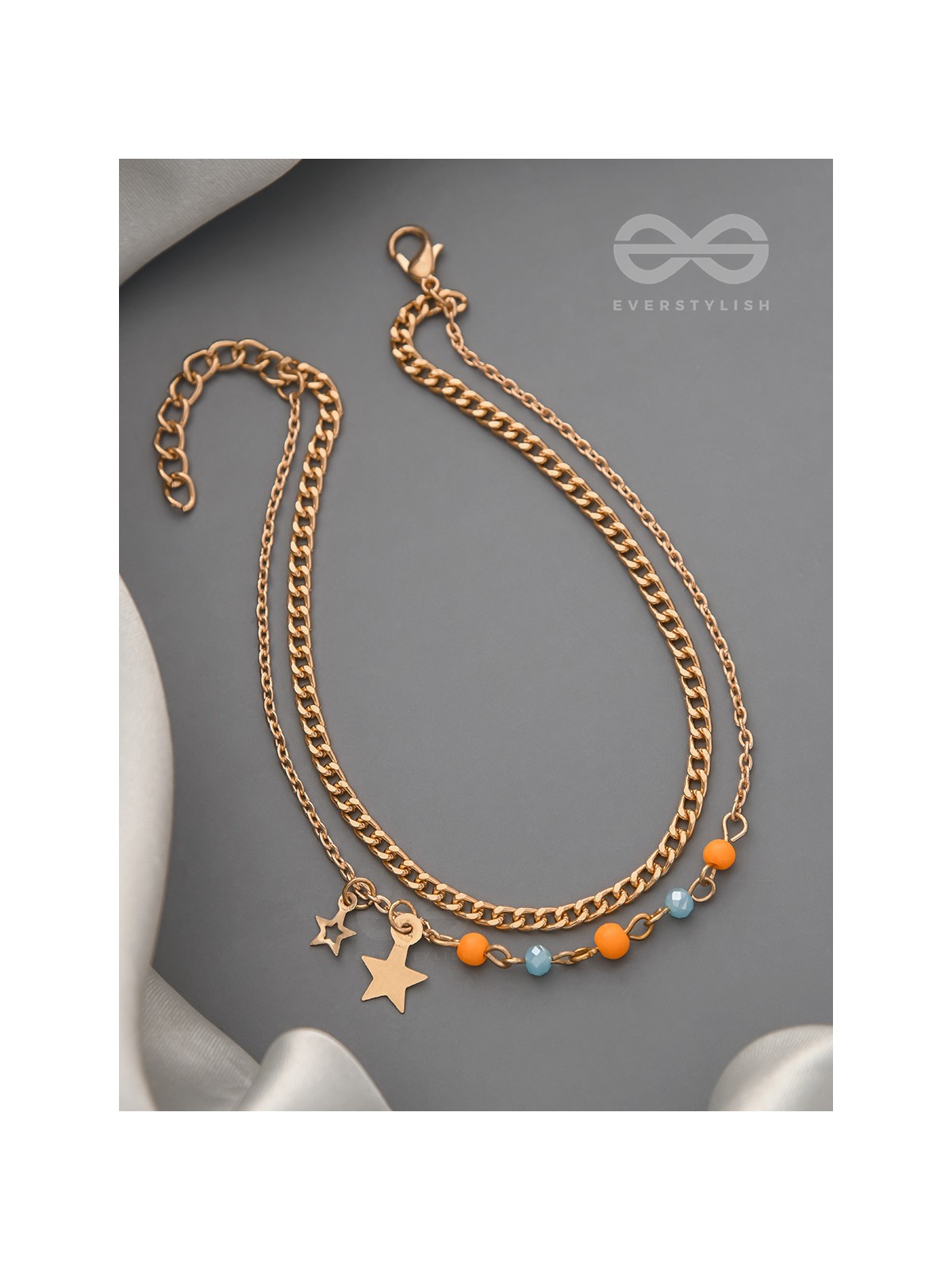 The Lucky Stars-  Golden Beads Layered Anklet