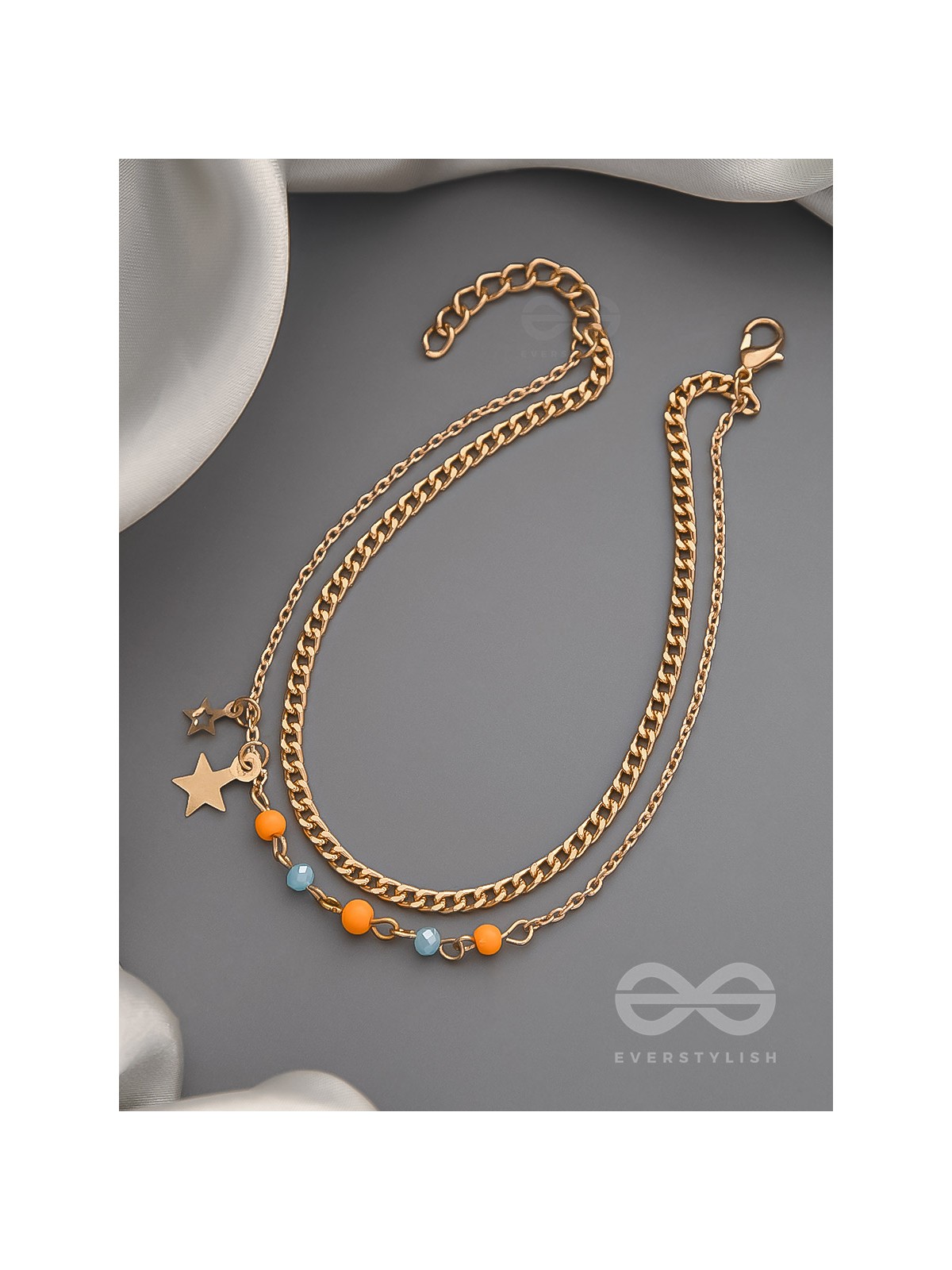 The Lucky Stars-  Golden Beads Layered Anklet