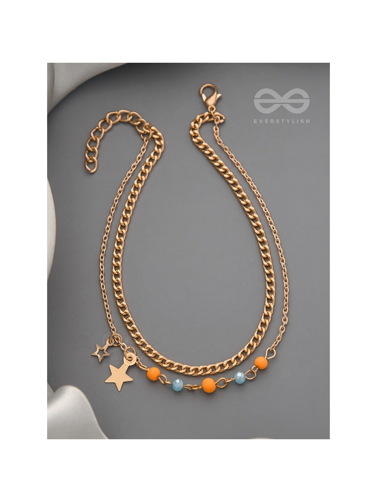 The Lucky Stars-  Golden Beads Layered Anklet