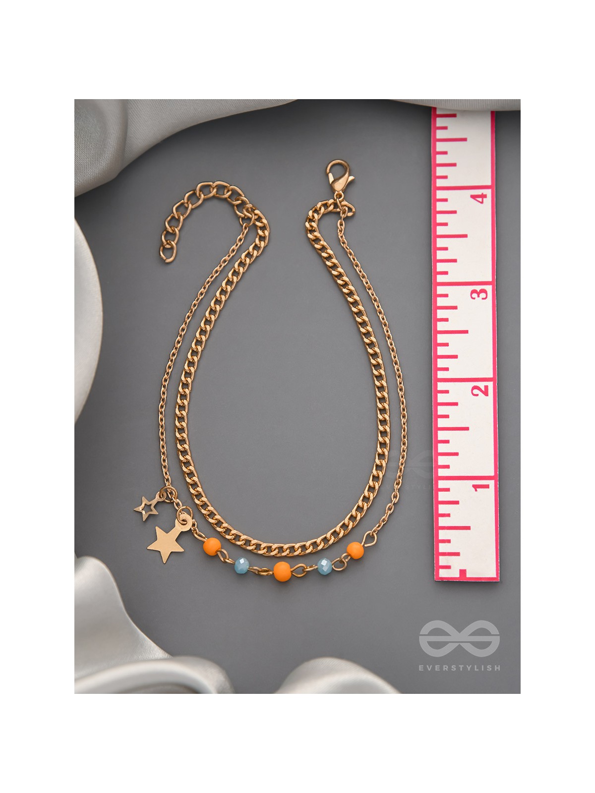 The Lucky Stars-  Golden Beads Layered Anklet