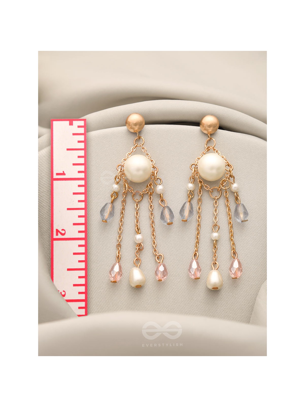 The Sparkling Showers- Golden Pearl and Beads Earrings
