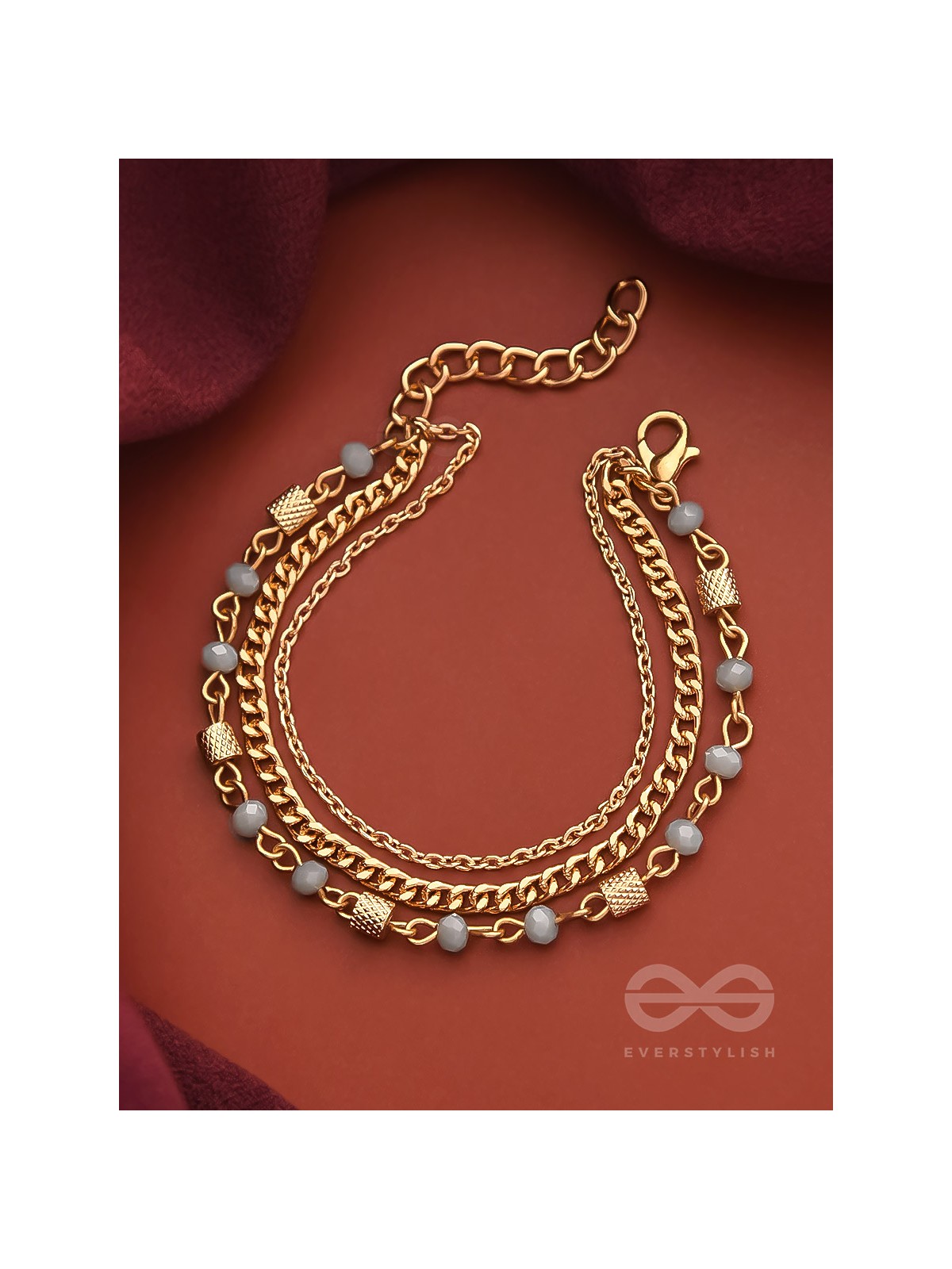 Three's the Charm-  Golden Beads Layered Bracelet