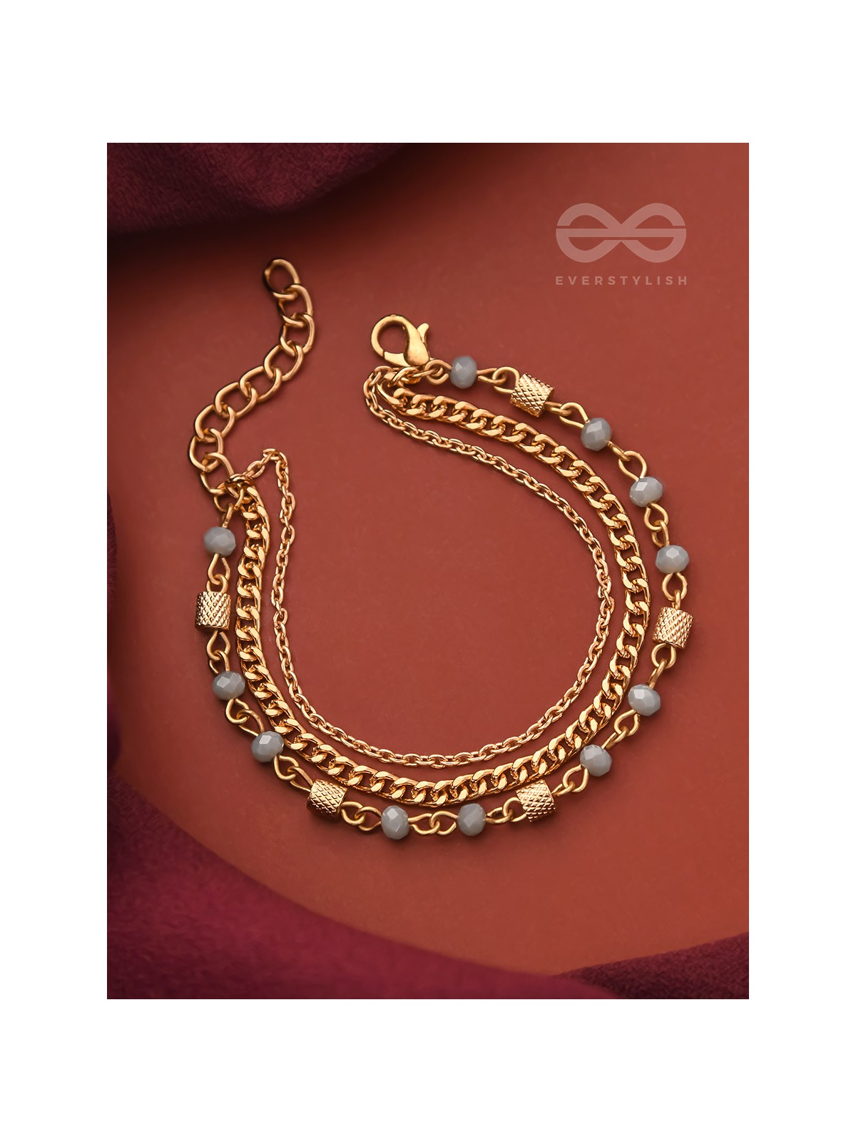 Three's the Charm-  Golden Beads Layered Bracelet