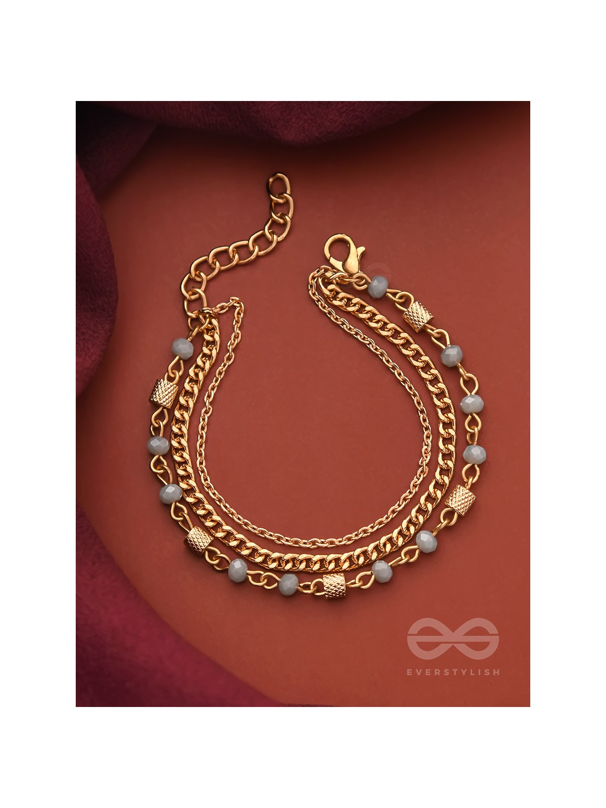 Three's the Charm-  Golden Beads Layered Bracelet