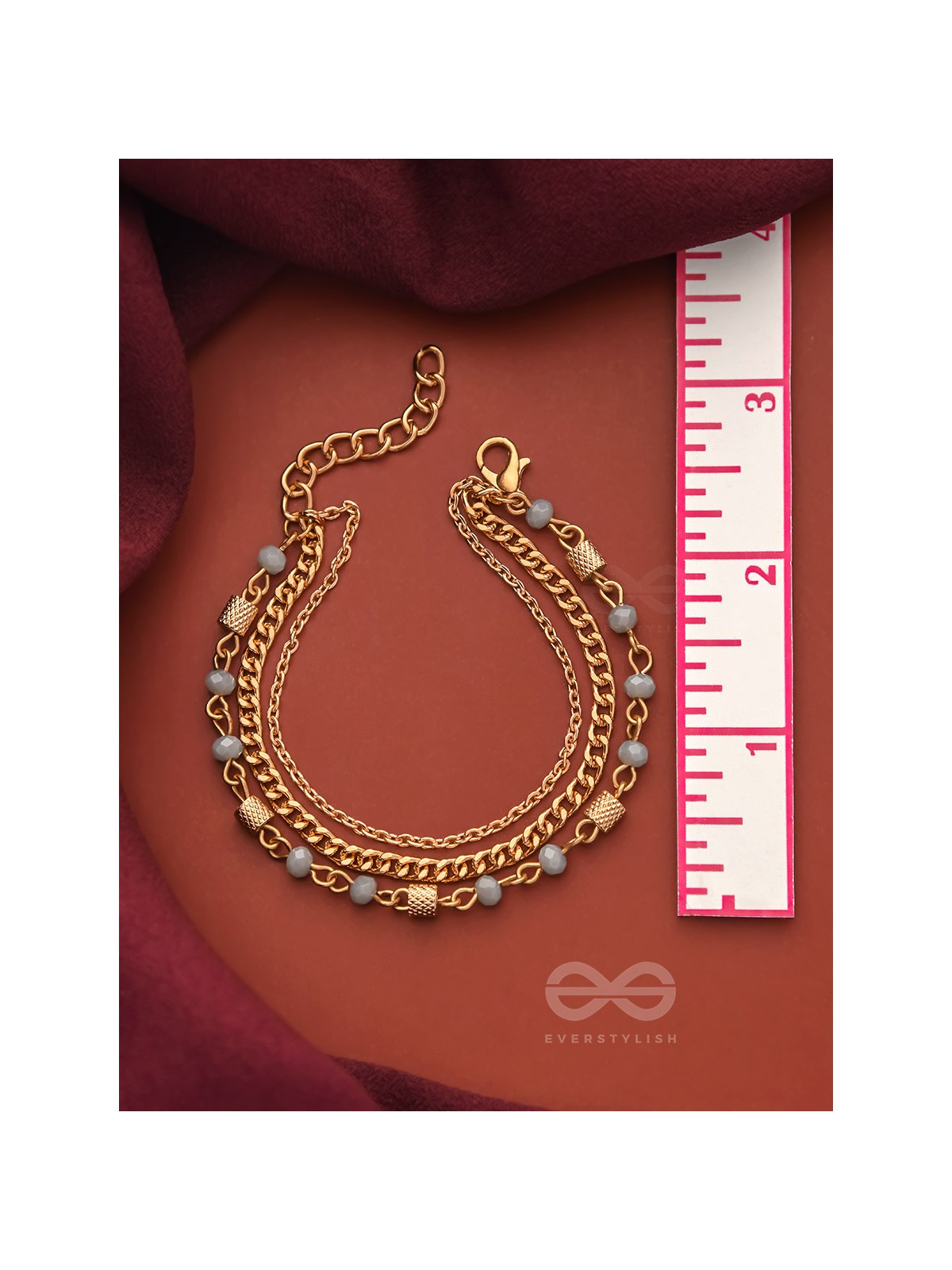 Three's the Charm-  Golden Beads Layered Bracelet
