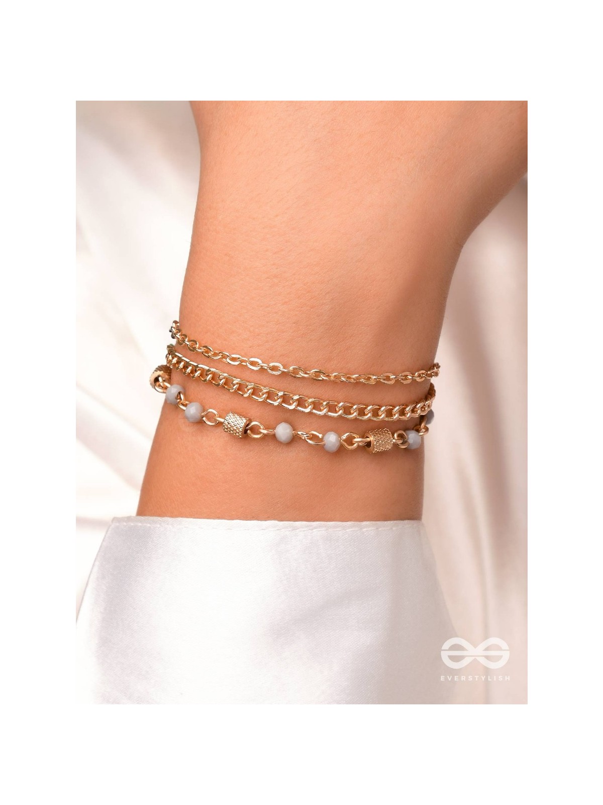 Three's the Charm-  Golden Beads Layered Bracelet