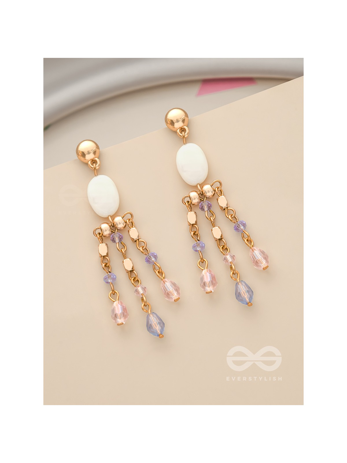 The Dazzling Drizzle- Golden Stone Earrings