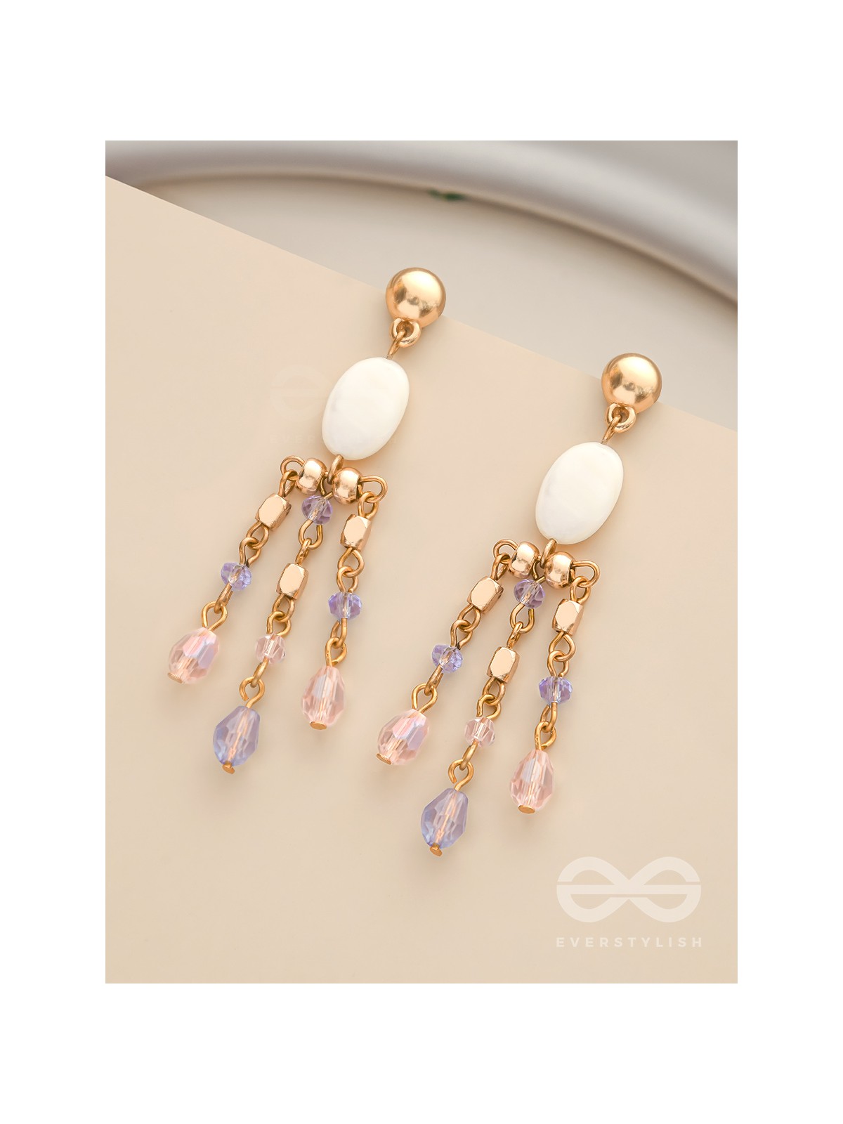 The Dazzling Drizzle- Golden Stone Earrings