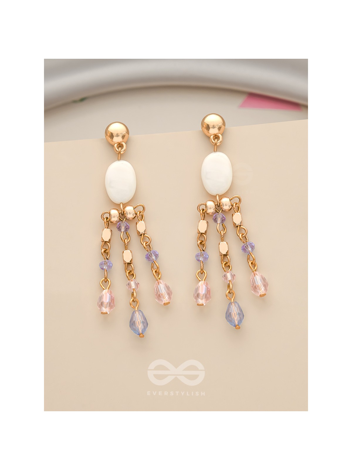 The Dazzling Drizzle- Golden Stone Earrings