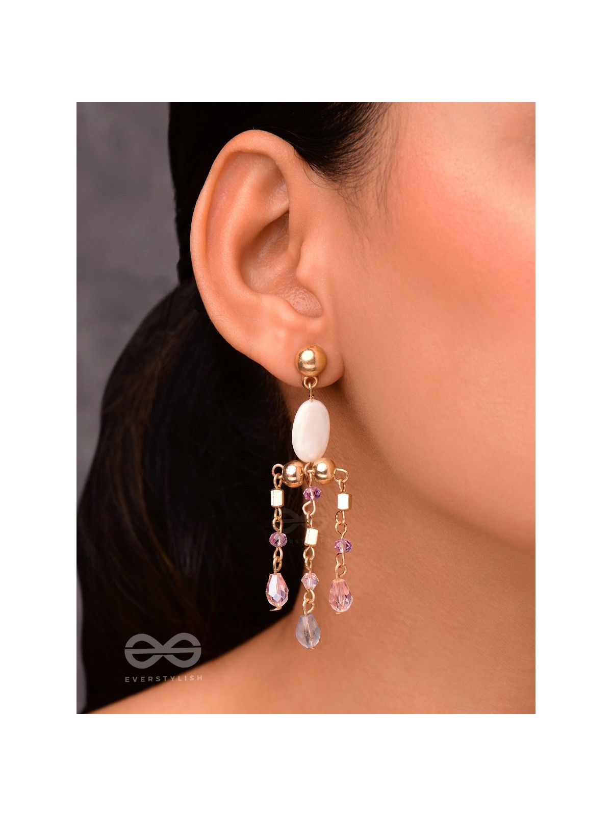 The Dazzling Drizzle- Golden Stone Earrings