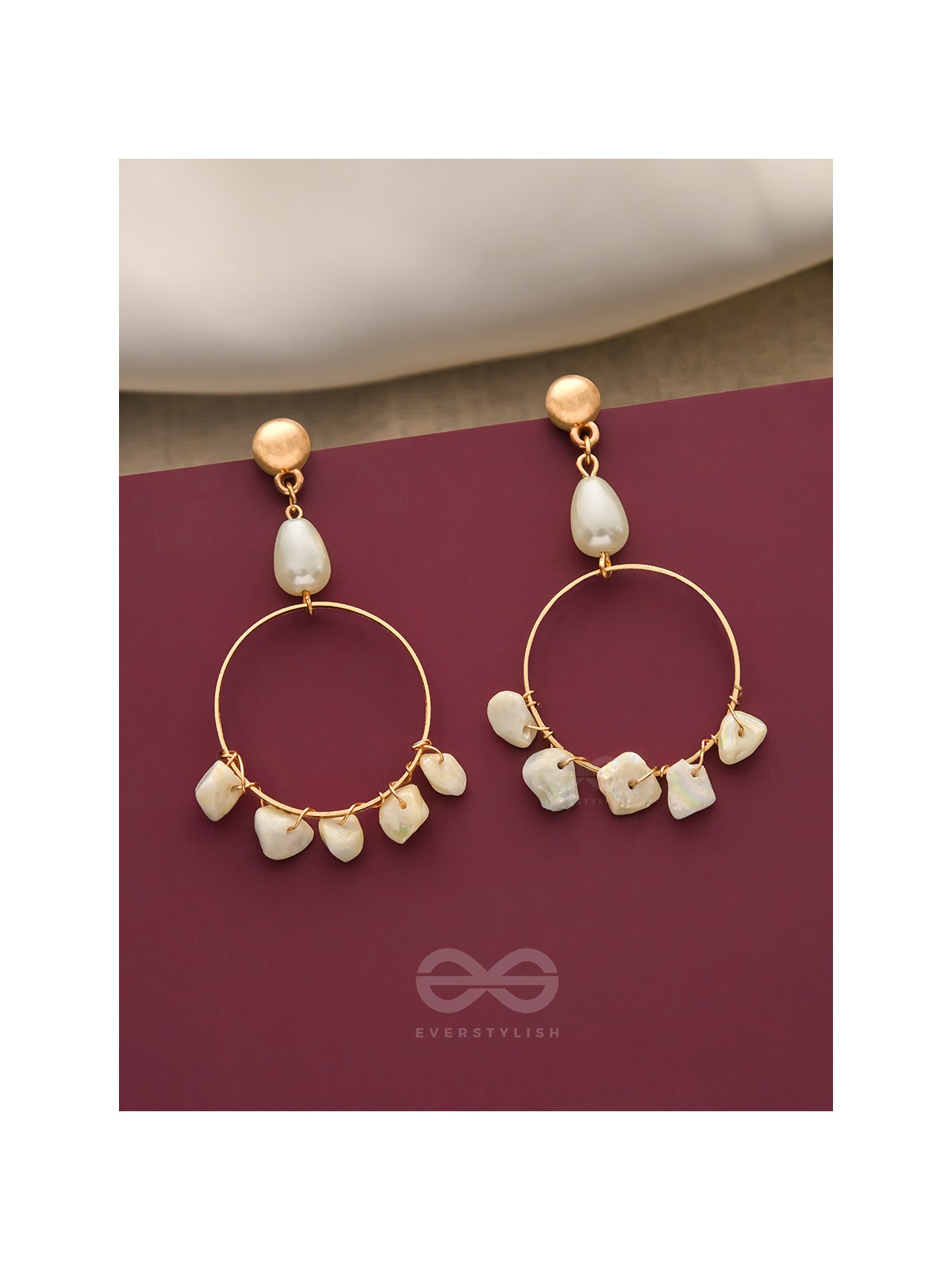 The Snow Globe- Golden Stone Earrings