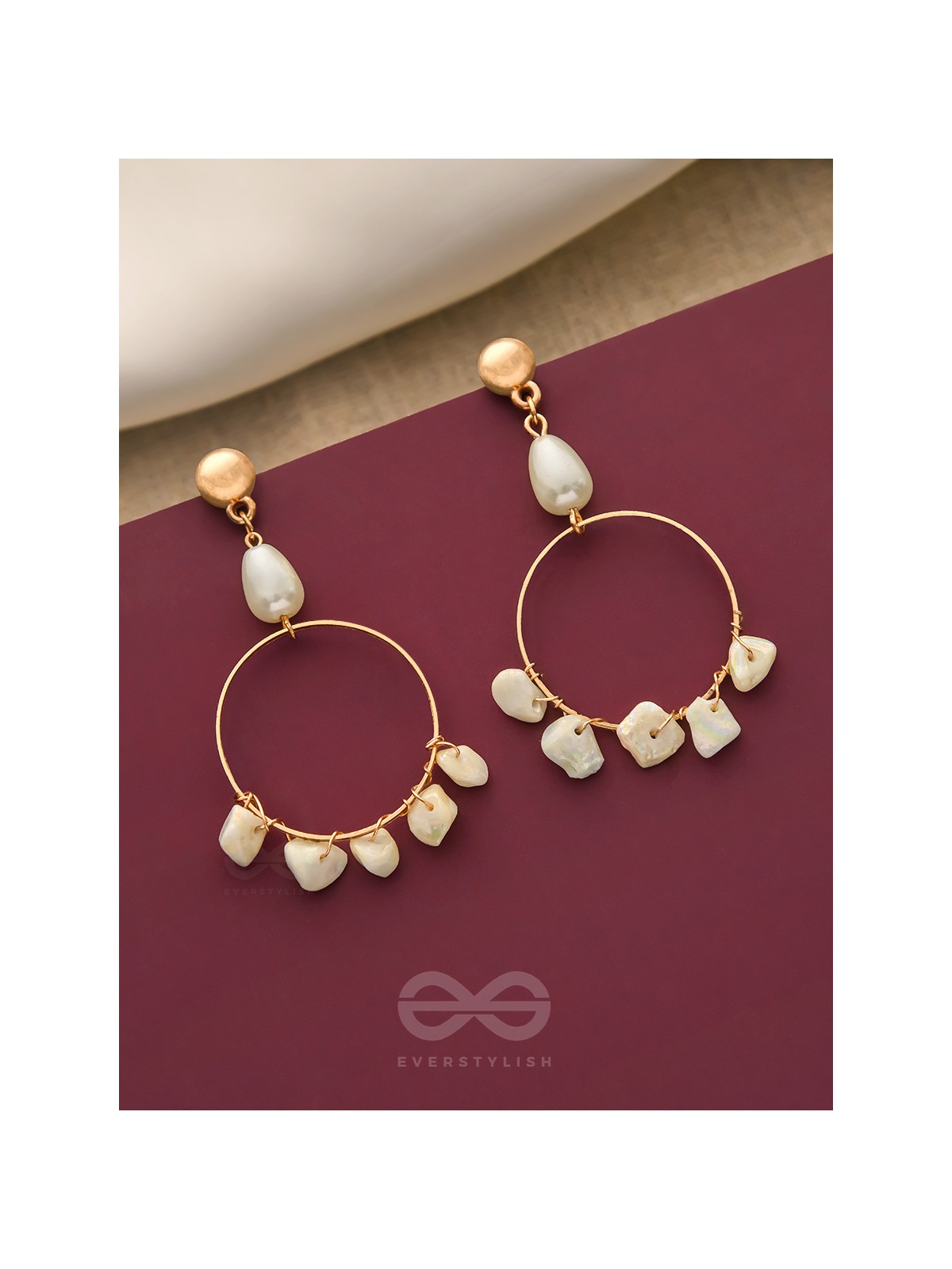 The Snow Globe- Golden Stone Earrings