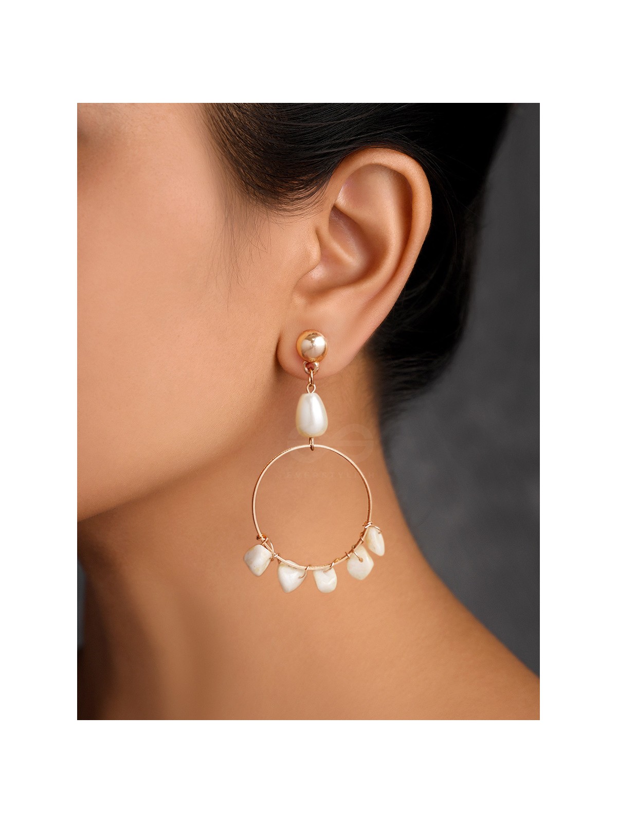 The Snow Globe- Golden Stone Earrings