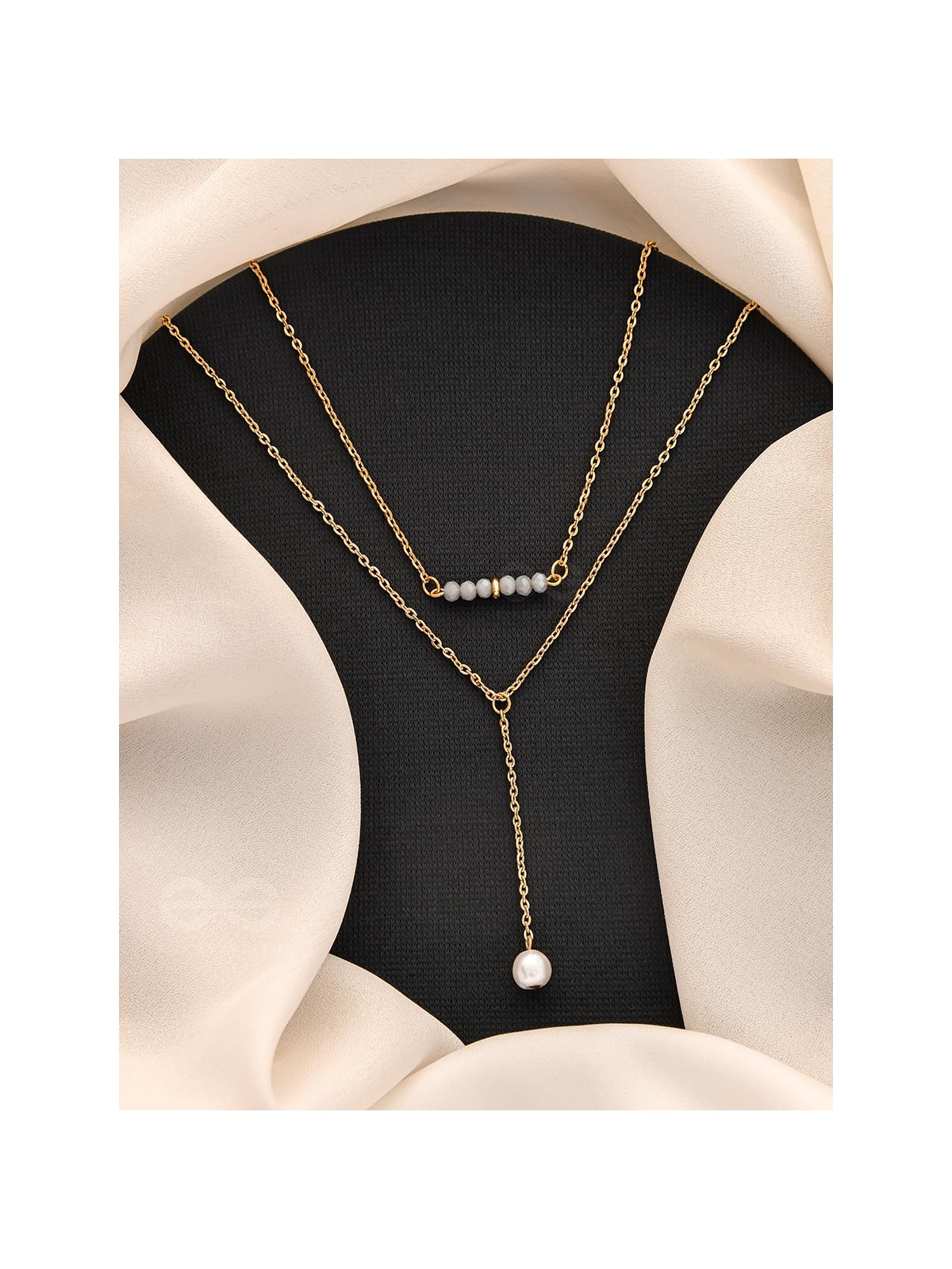 The Drowned Moon- Golden Pearl Layered Necklace With Anti-Tarnish Coating 