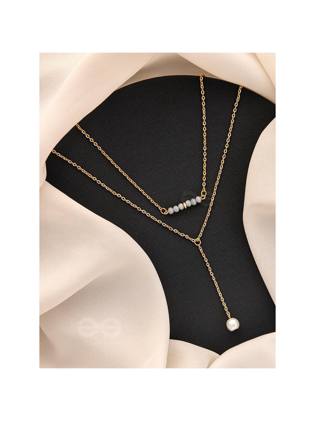 The Drowned Moon- Golden Pearl Layered Necklace With Anti-Tarnish Coating 